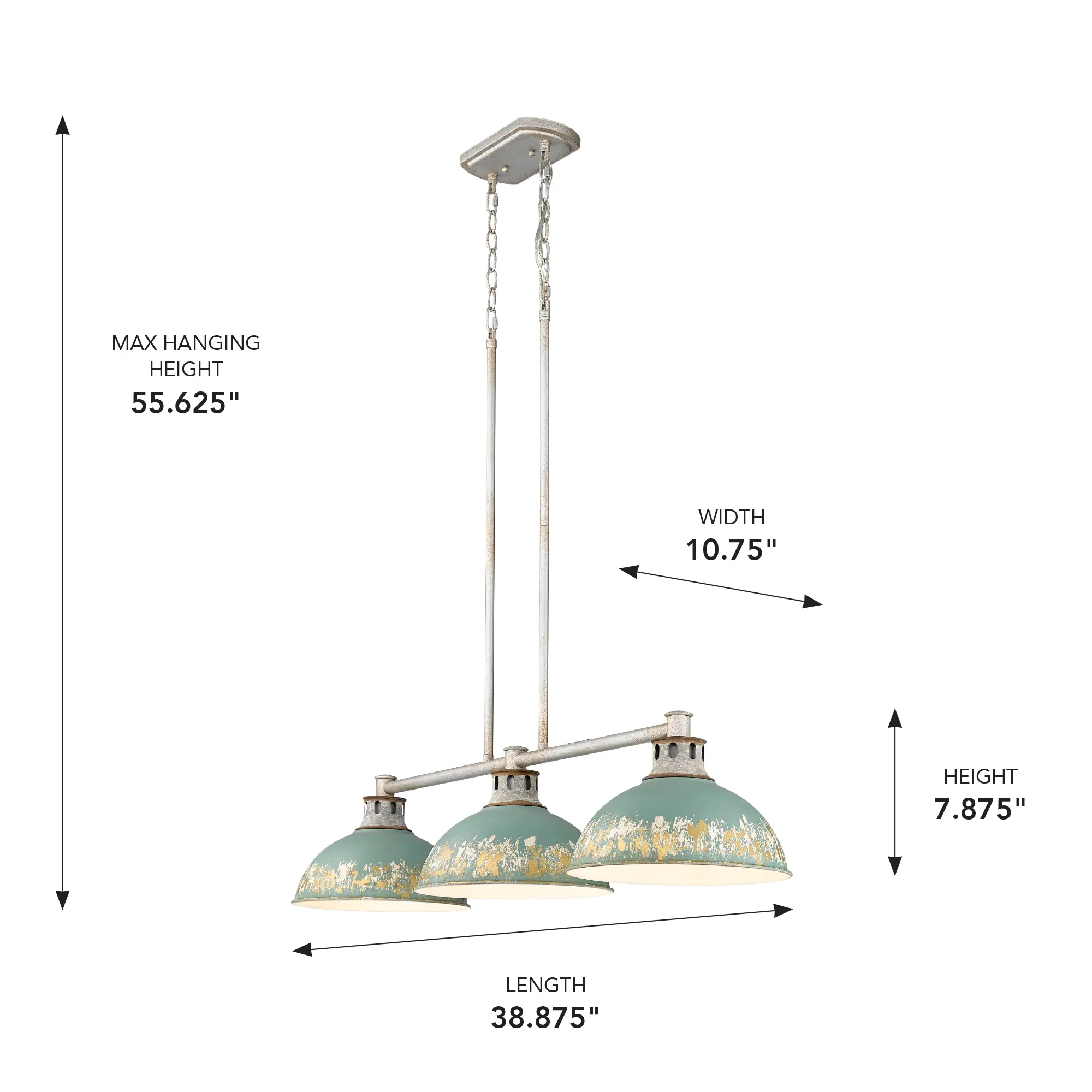 Kinsley 3-light Island Light in Antique Teal shade - Image 6