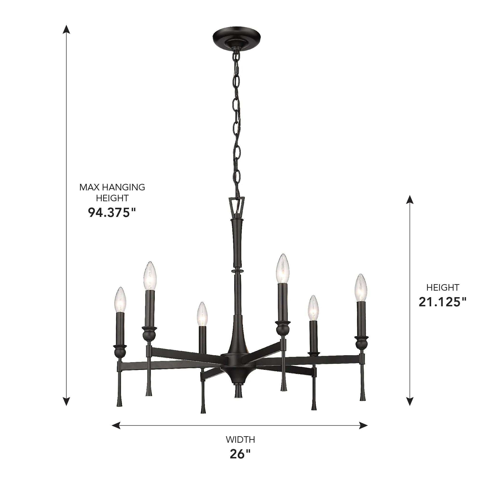 Landon 6-light Chandelier in Matte Black - Image 4