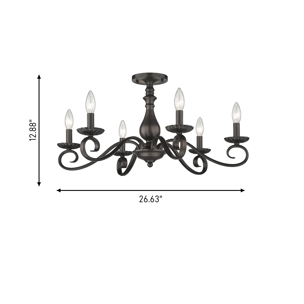Larrick 6-light Semi-Flush Mount in Rubbed Bronze - Image 8