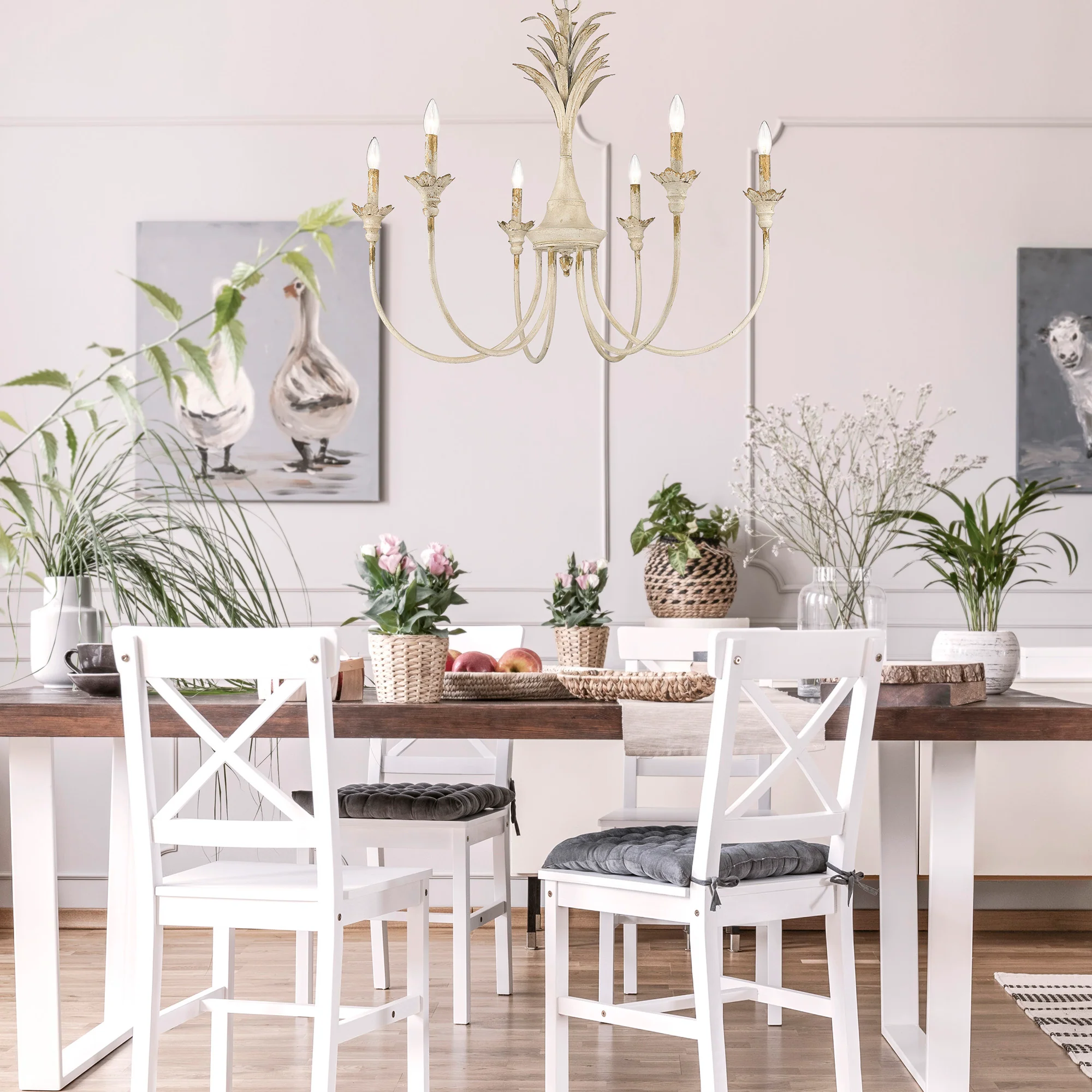 Lillianne 6-light Chandelier in Antique Ivory - Image 4