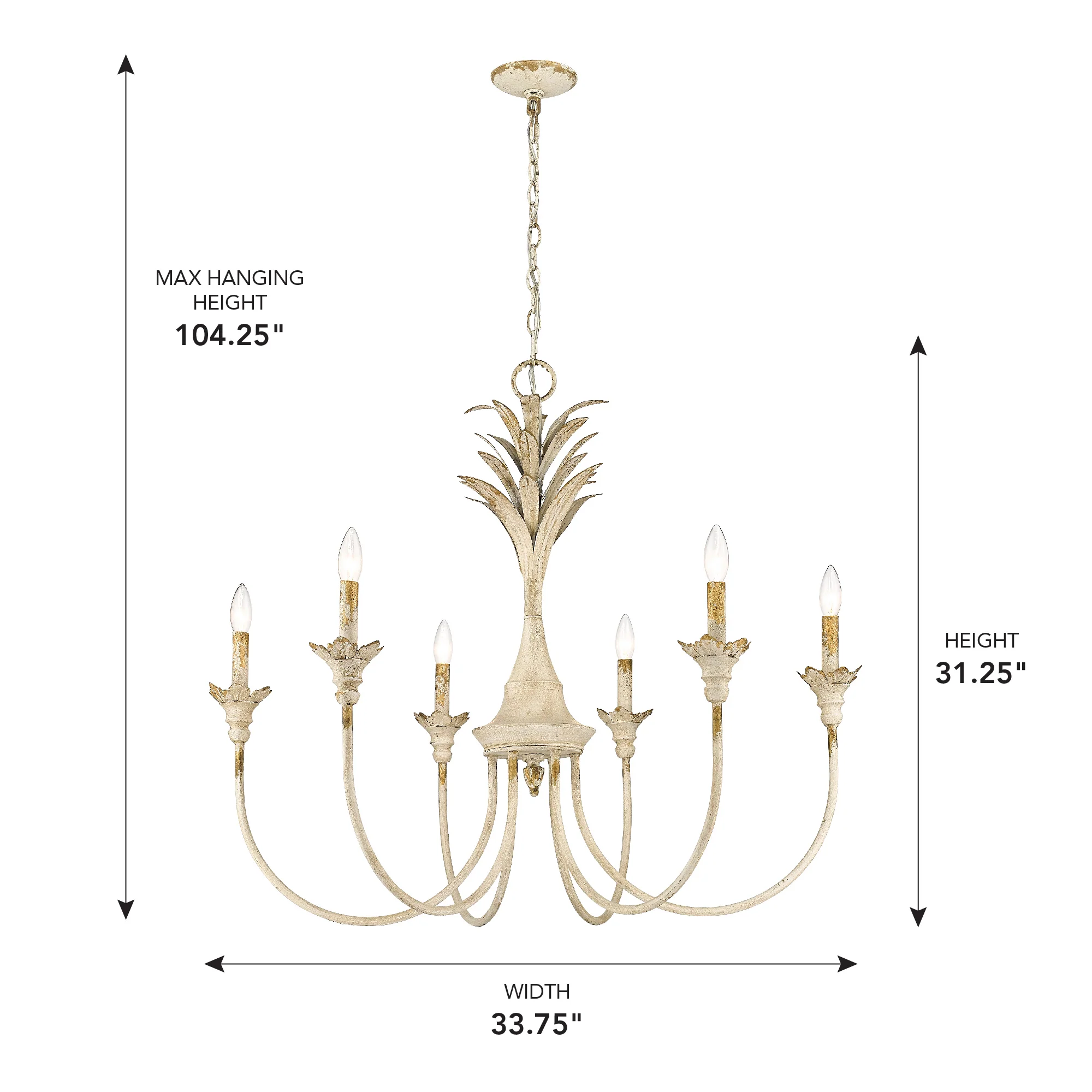 Lillianne 6-light Chandelier in Antique Ivory - Image 6