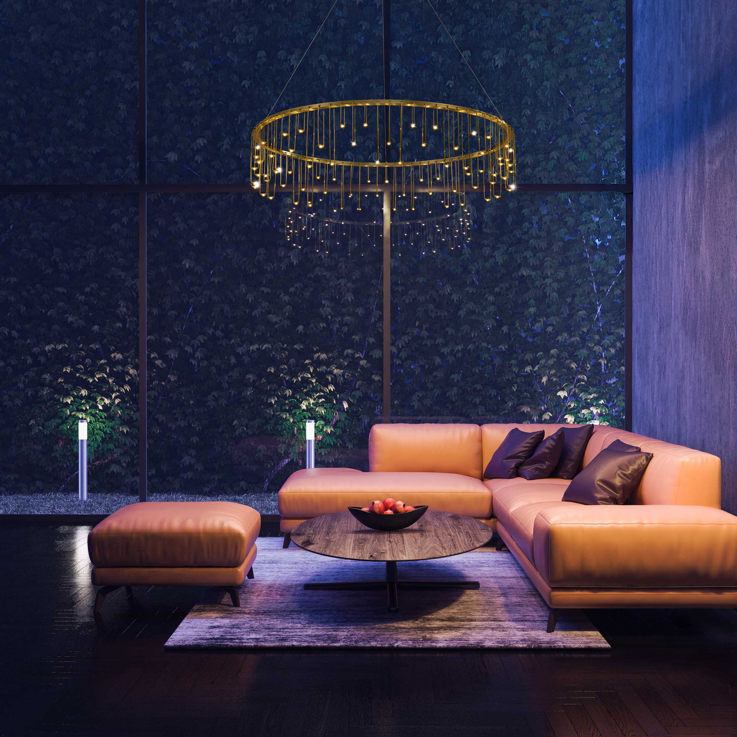 Lucerna Integrated LED 39in Chandelier in Stainless Steel Gold - Image 5