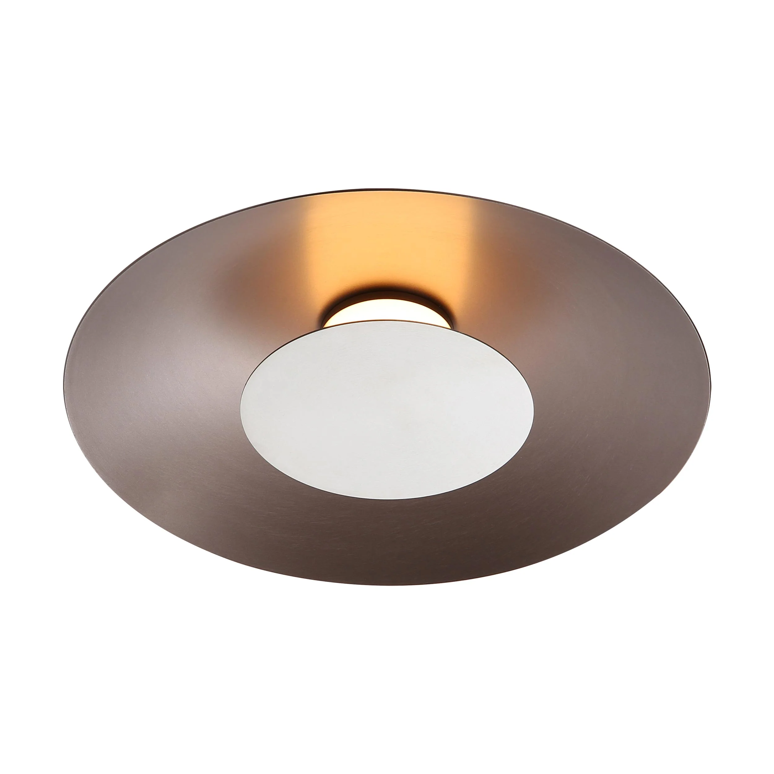 Luma Integrated LED Flush Mount in Coffee Silver and Sand Nickel accent