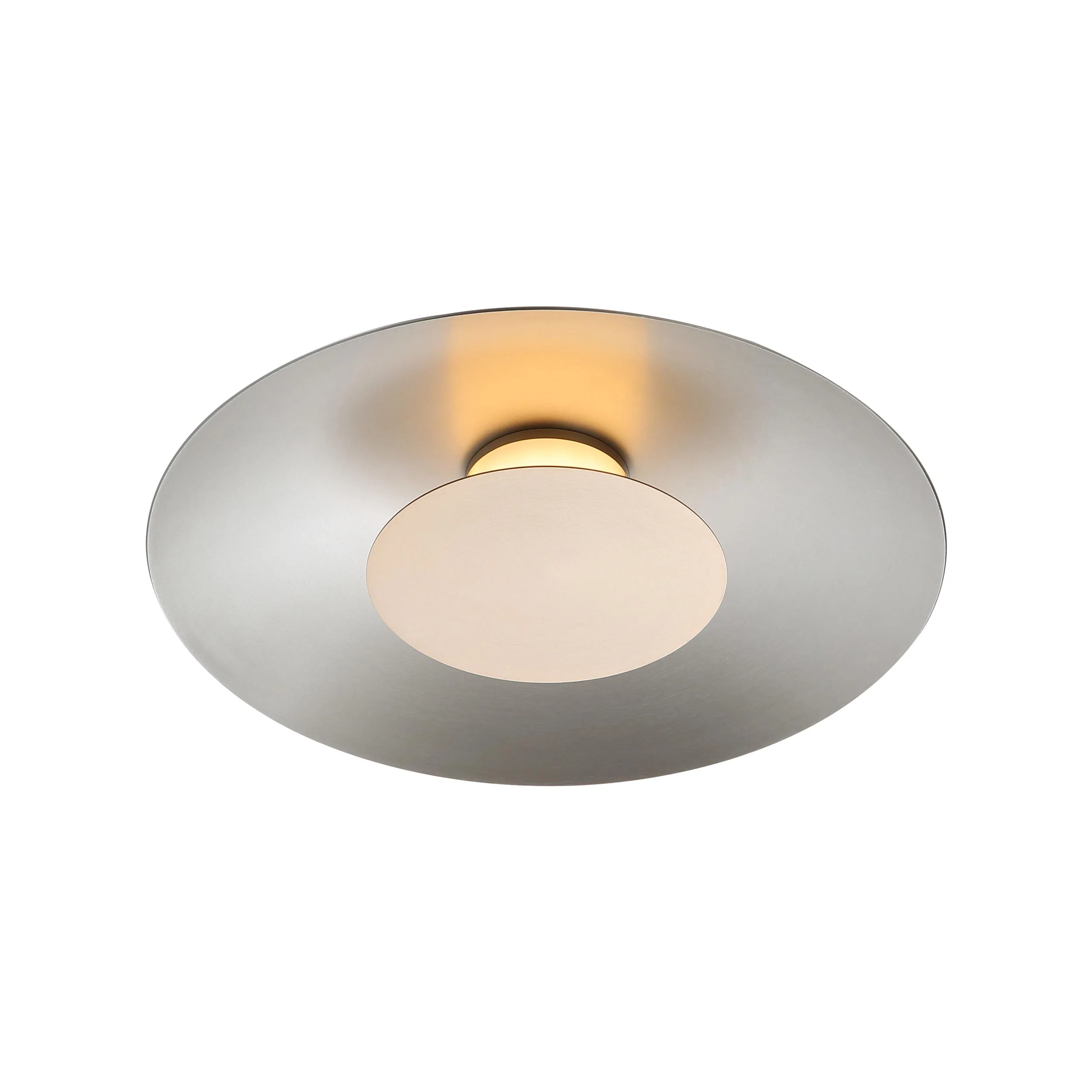 Luma Integrated LED Flush Mount in Sand Nickel and French Gold shade