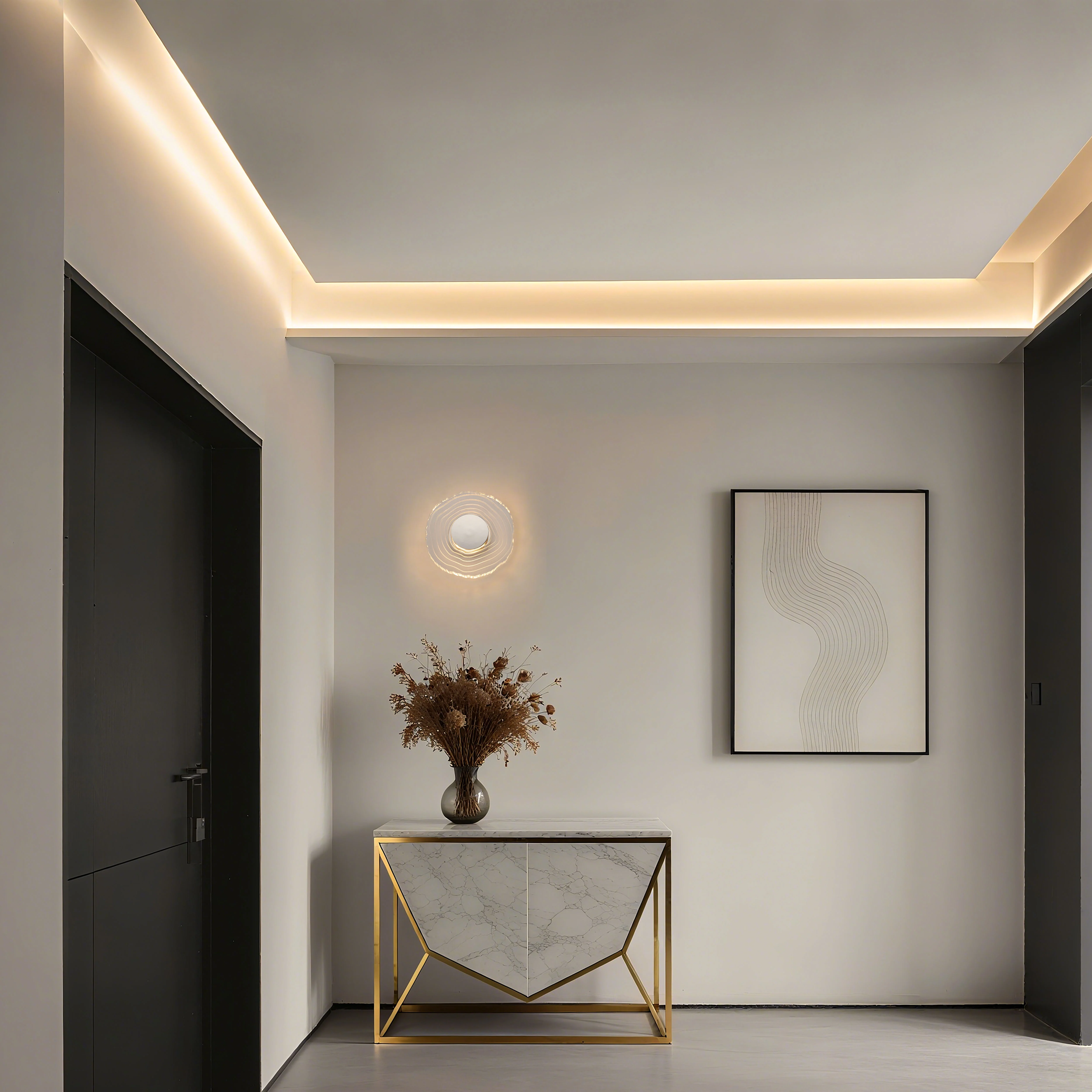 Luminwood Integrated LED 12in Wall Sconce in Polished Nickel with Wood-Pressed Clear Resin - Image 14