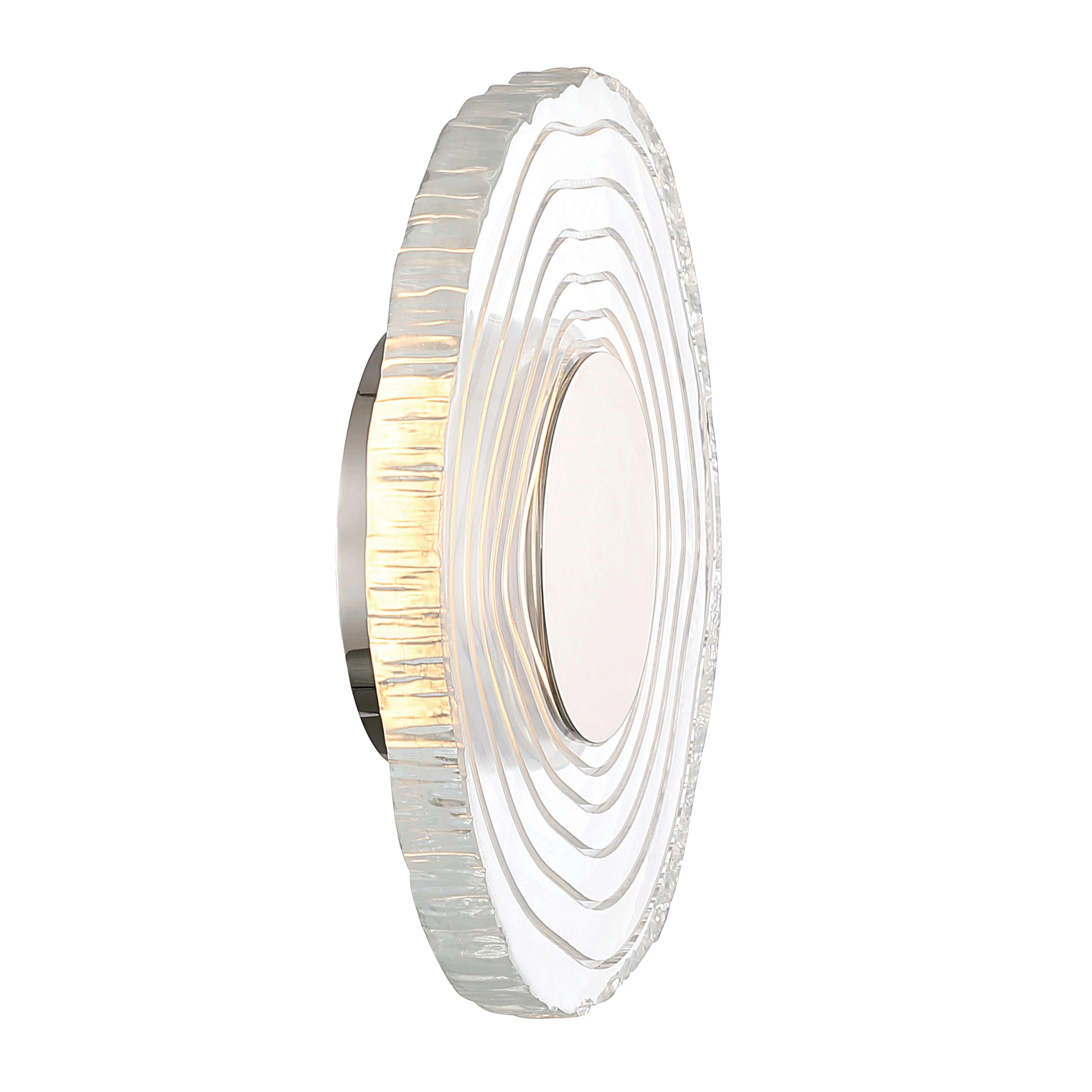 Luminwood Integrated LED 12in Wall Sconce in Polished Nickel with Wood-Pressed Clear Resin - Image 5
