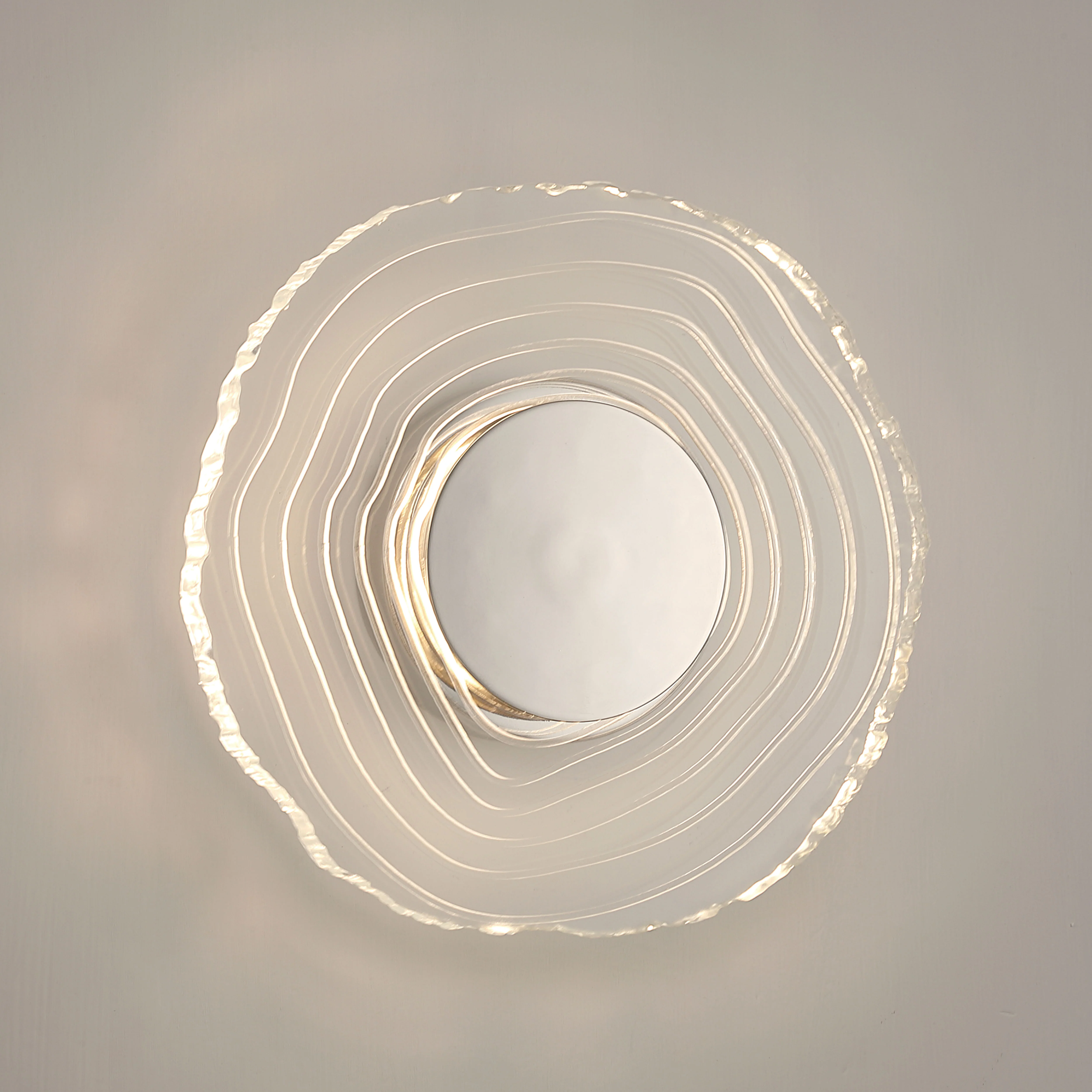 Luminwood Integrated LED 12in Wall Sconce in Polished Nickel with Wood-Pressed Clear Resin - Image 9