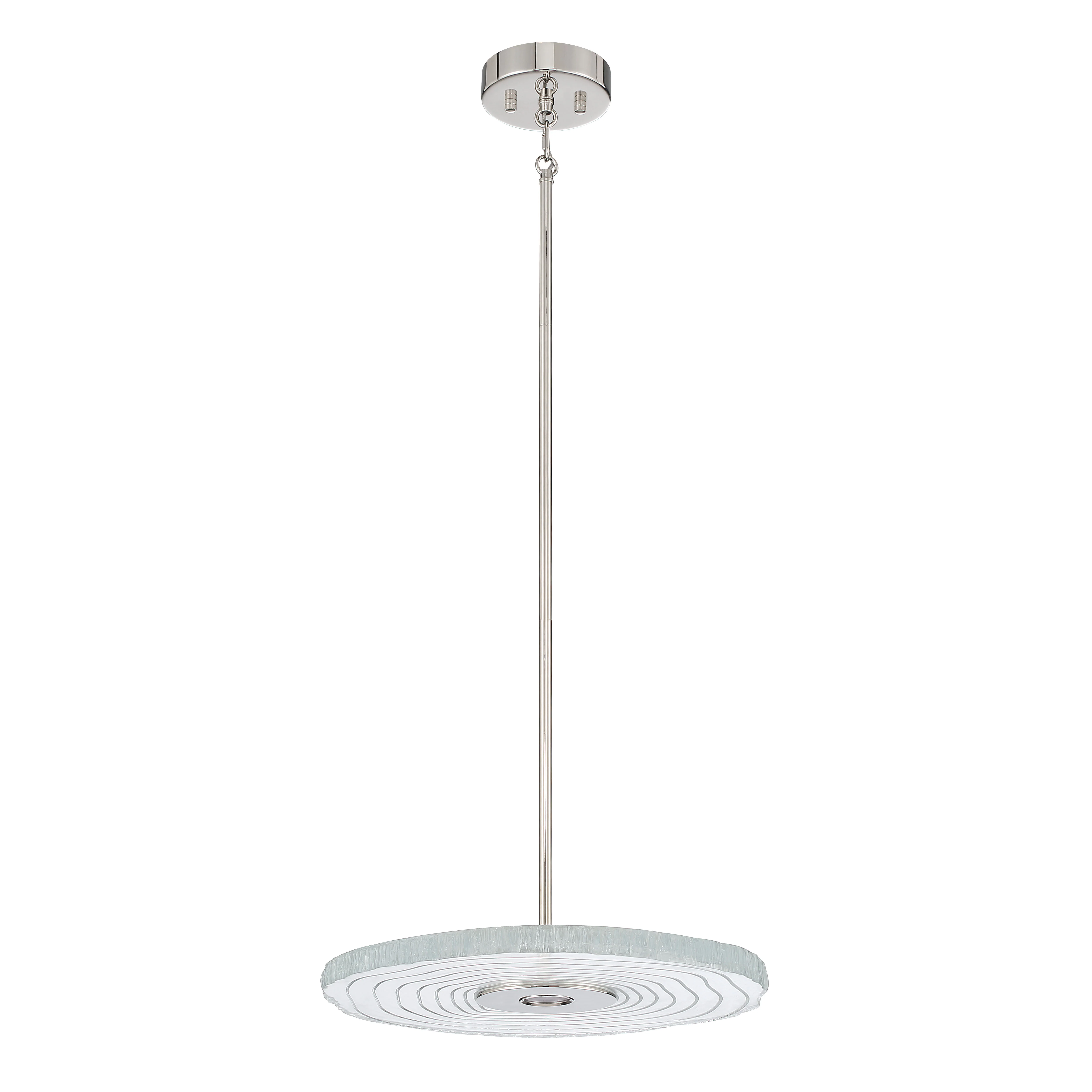 Luminwood Integrated LED 16in Pendant in Polished Nickel with Wood-Pressed Clear Resin - Image 2