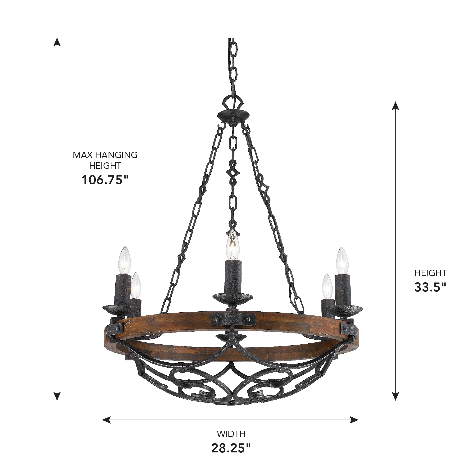 Madera 6-light Chandelier in Black Iron - Image 4