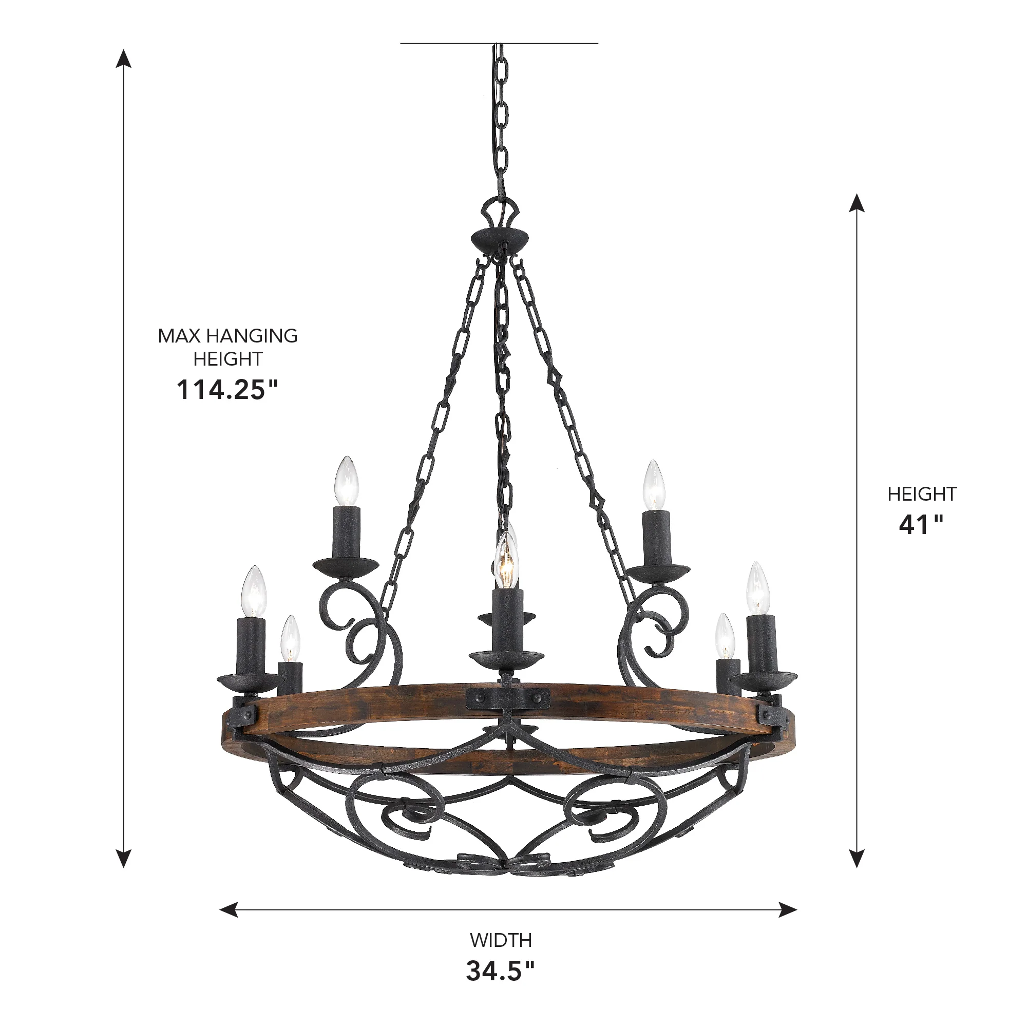 Madera 9-light Chandelier in Black Iron - Image 5