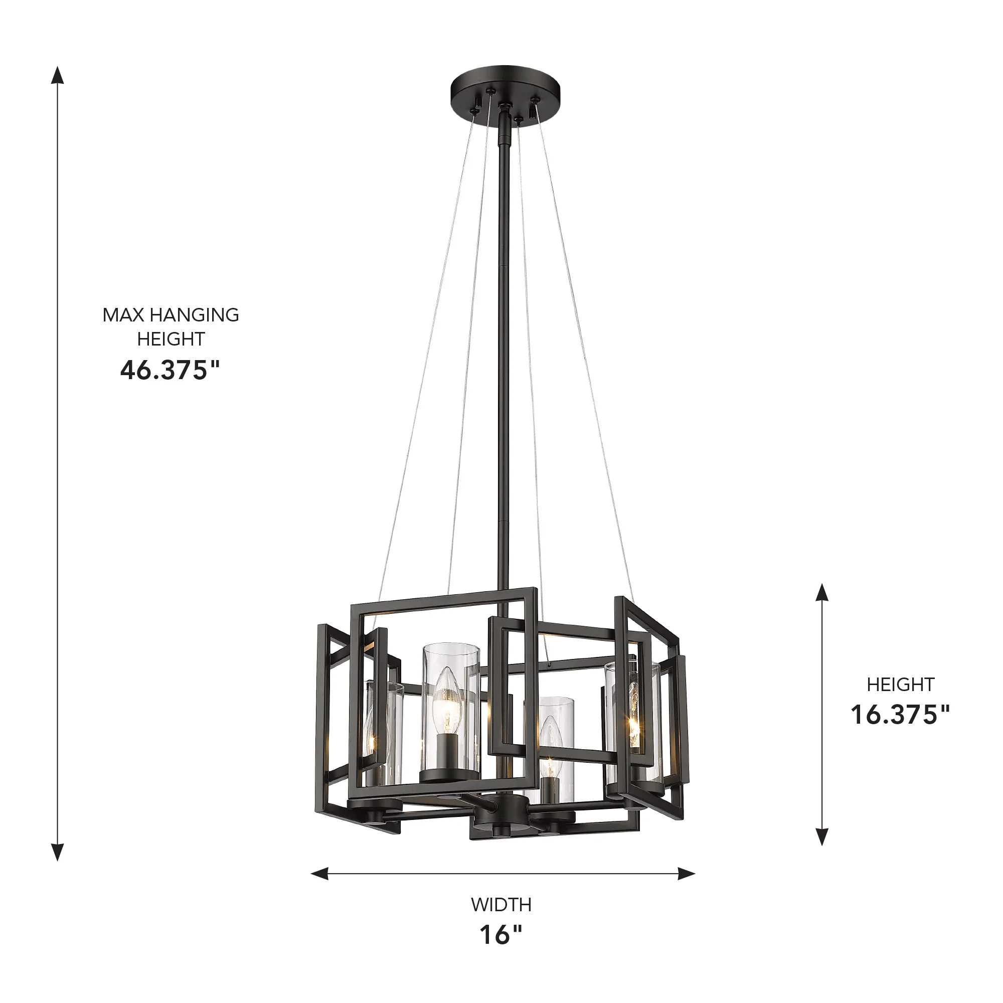 Marco 4-light Pendant in Matte Black - Image 8