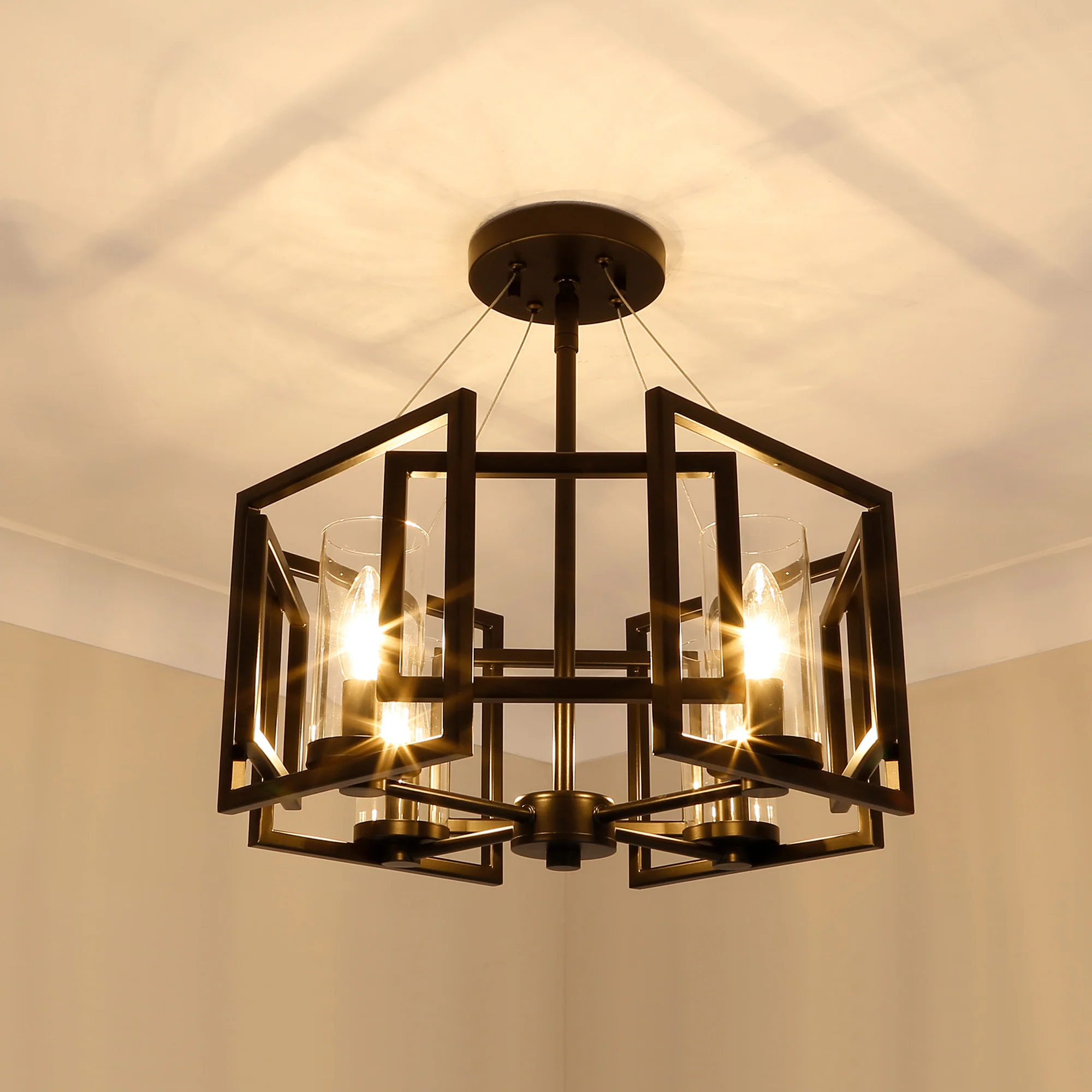 Marco 4-light Semi-Flush Mount in Matte Black - Image 3