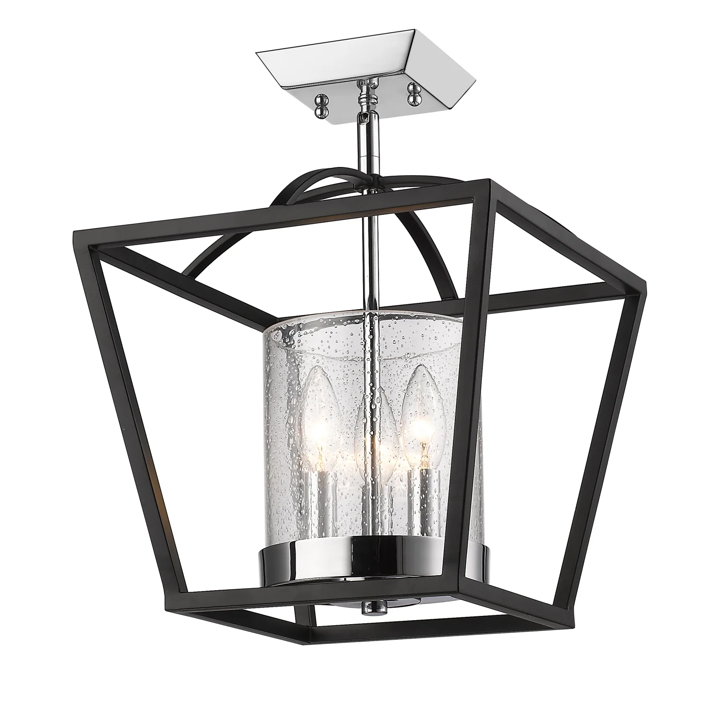 Mercer 3-light Semi-Flush Mount in Matte Black and Chrome Accents