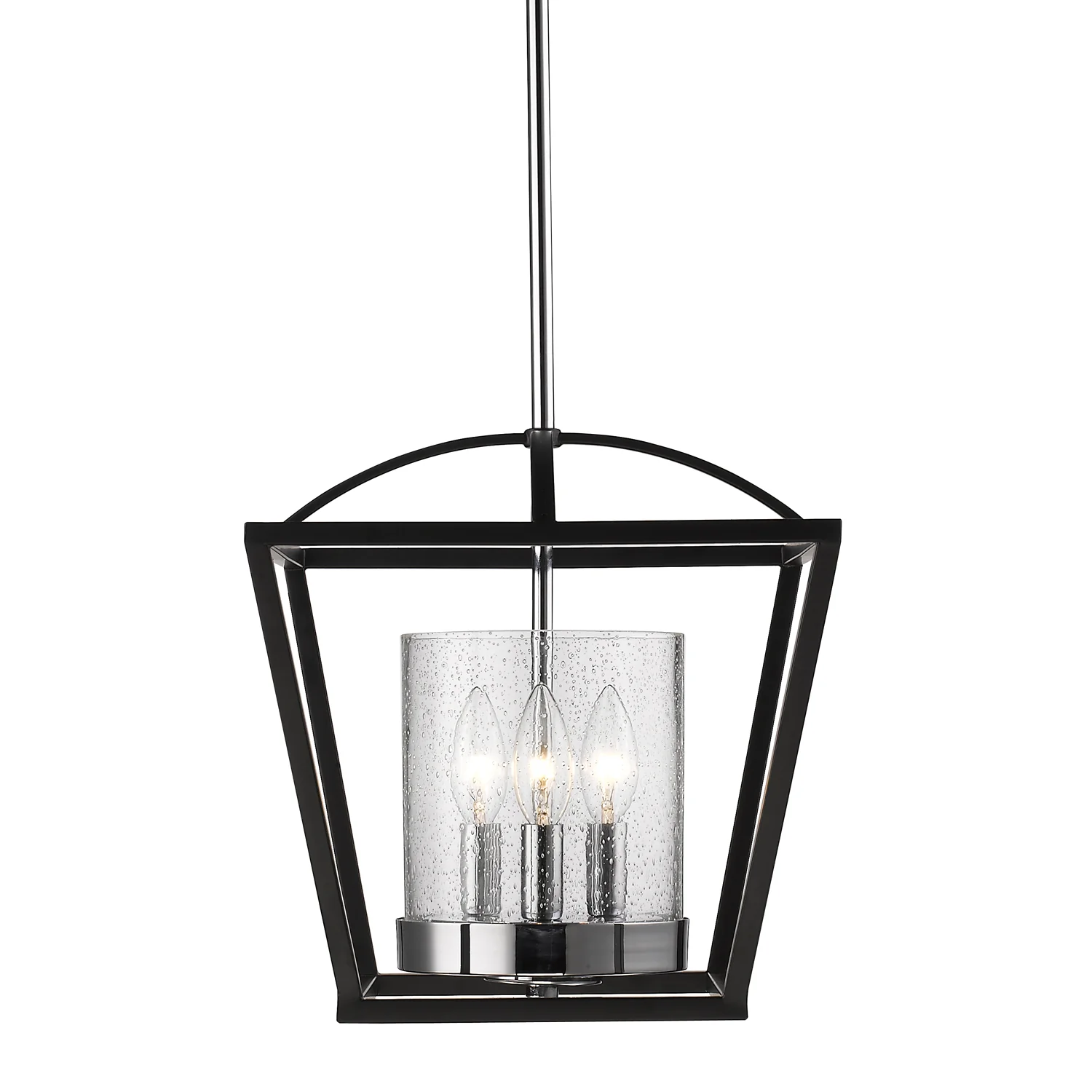 Mercer 3-light Semi-Flush Mount in Matte Black and Chrome Accents - Image 4