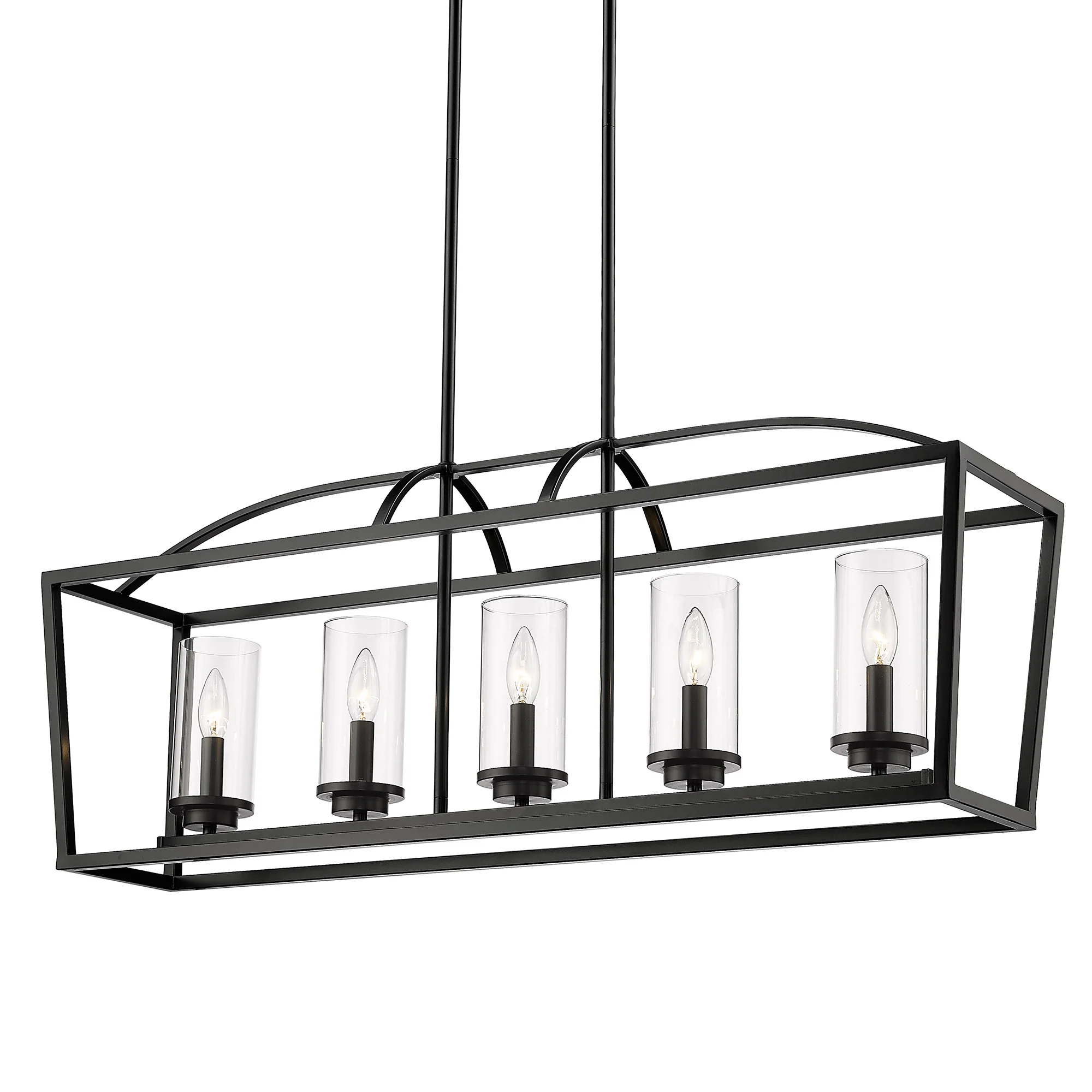Mercer 5-light Island Light in Matte Black and Clear Glass