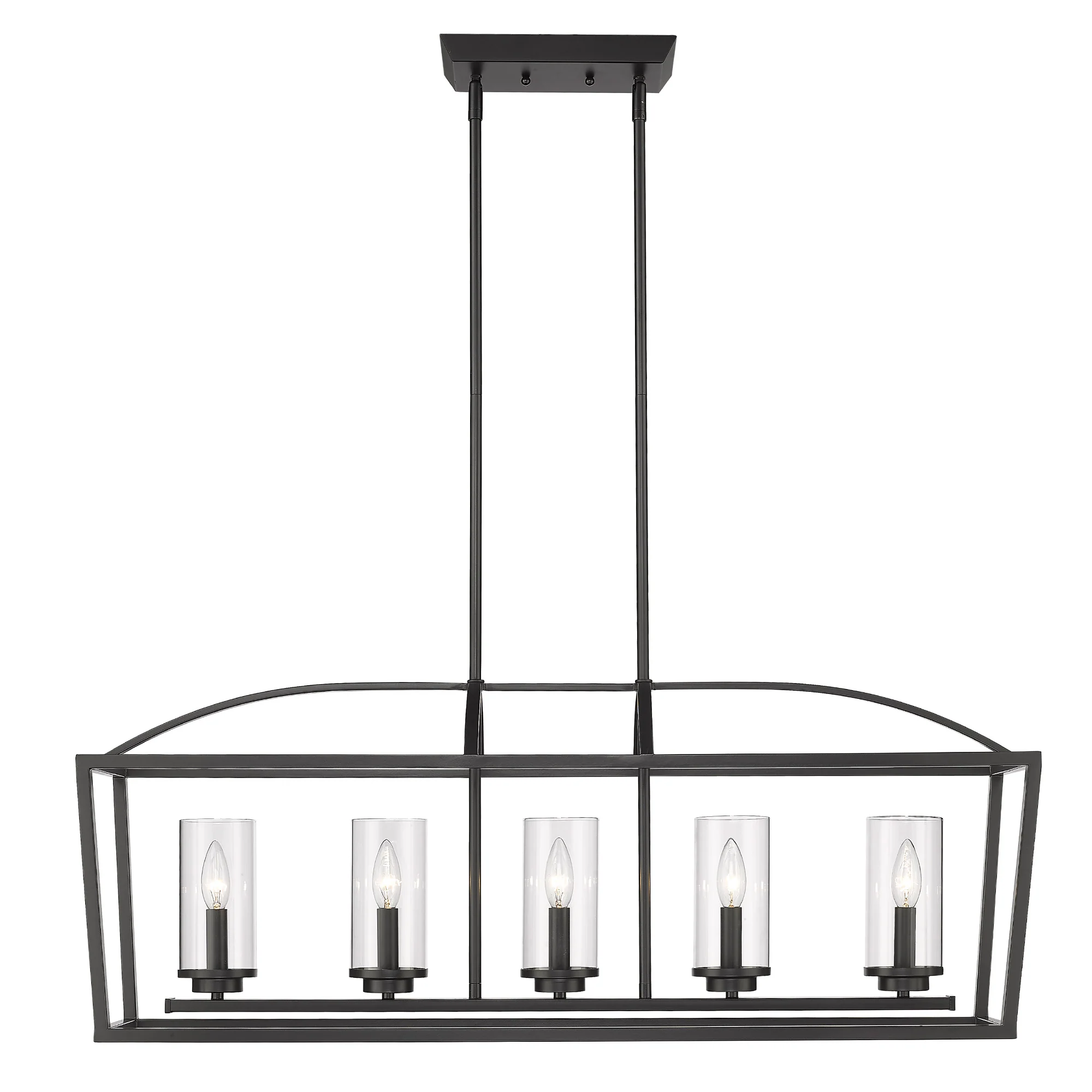 Mercer 5-light Island Light in Matte Black and Clear Glass - Image 2