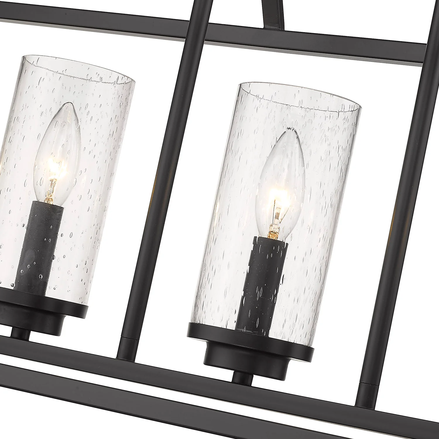 Mercer 5-light Island Light in Matte Black and Seeded Glass - Image 3