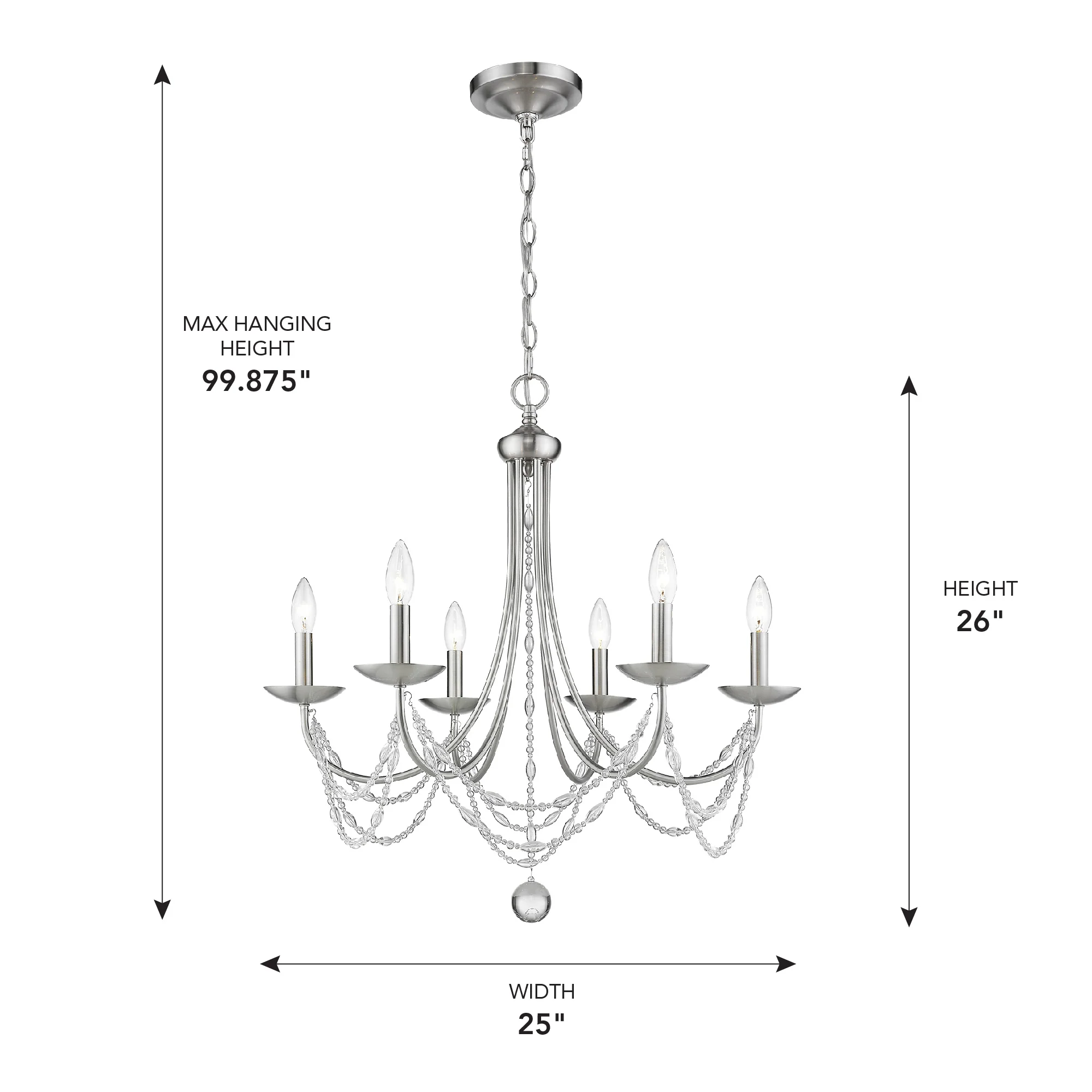 Mirabella 6-light Chandelier in Pewter - Image 4