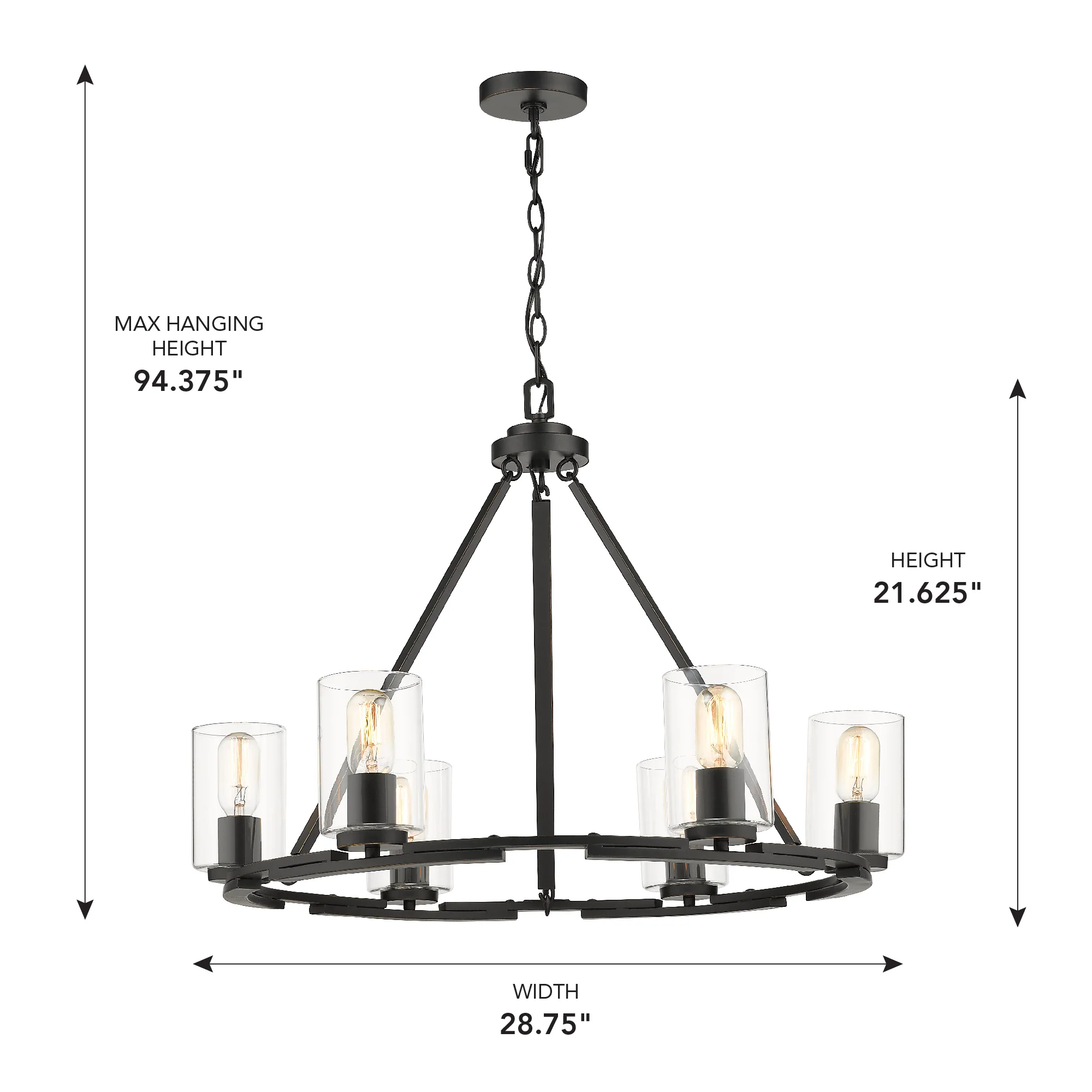 Monroe 6-light Chandelier in Matte Black - Image 5