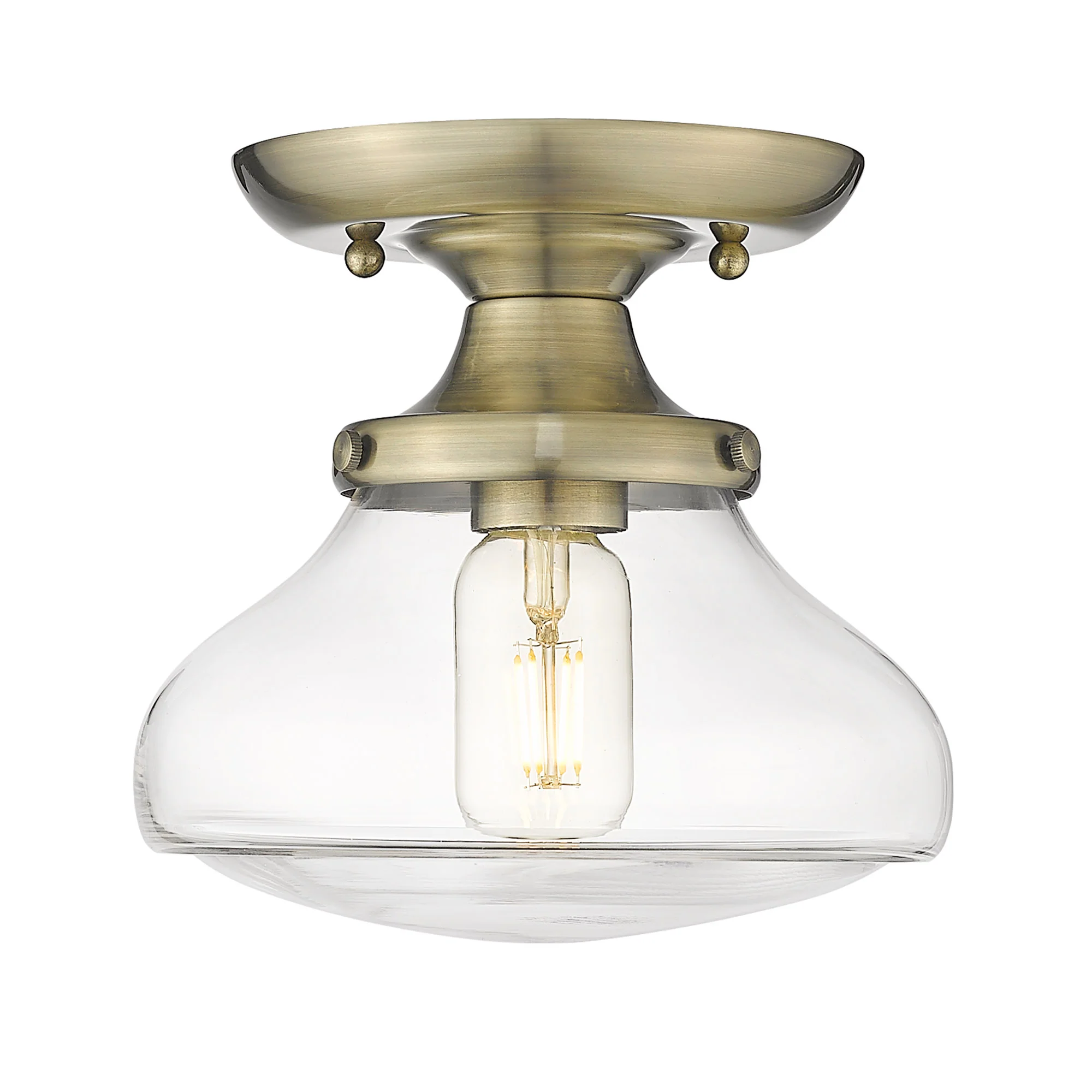 Nash 1-light Semi-Flush Mount in Aged Brass - Image 2