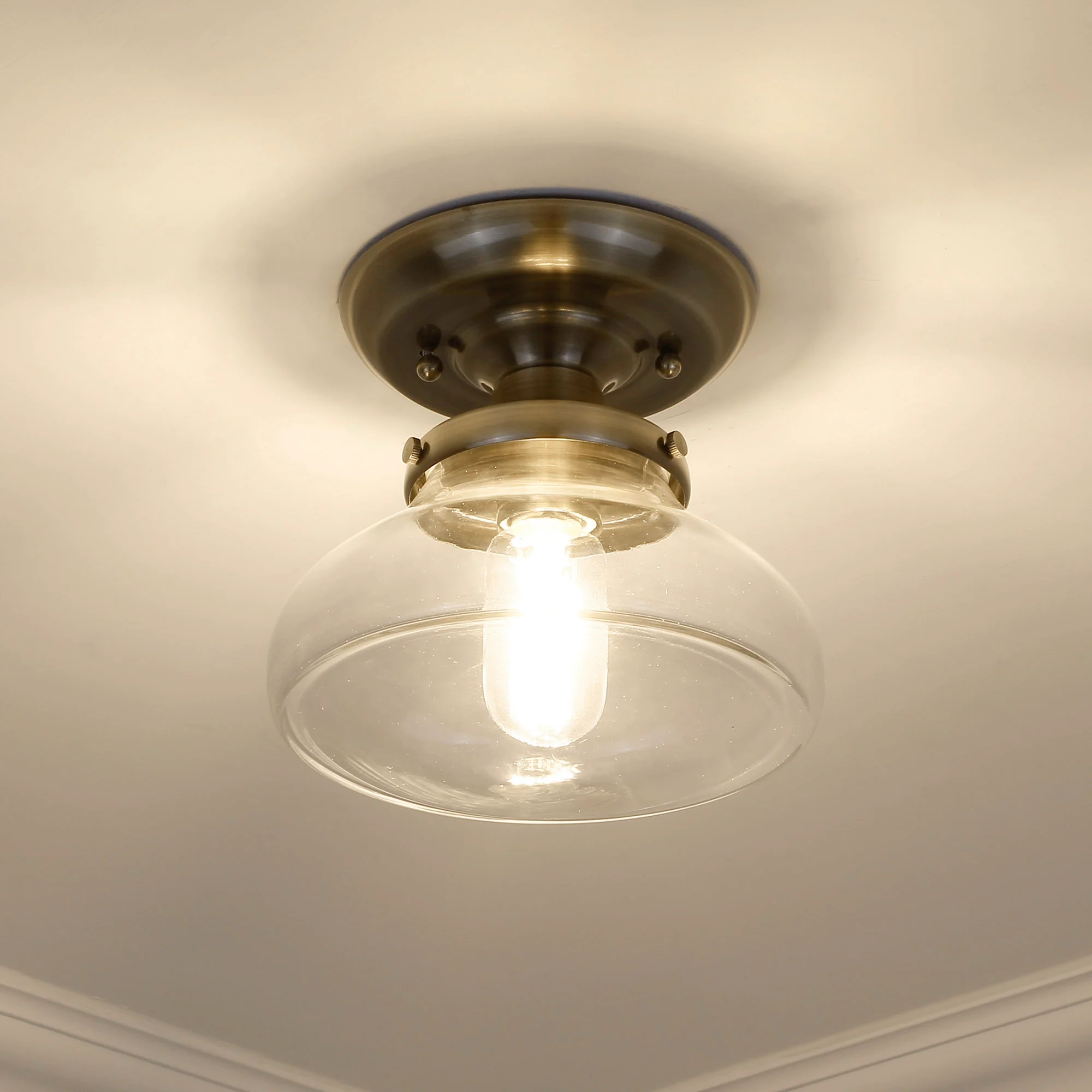 Nash 1-light Semi-Flush Mount in Aged Brass - Image 3