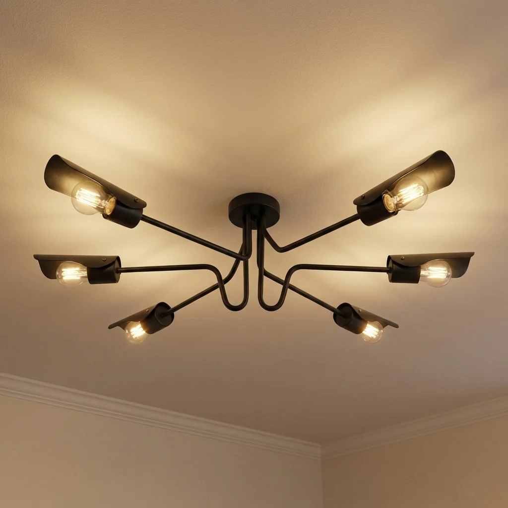 Newton 6-light Semi-Flush Mount in Matte Black - Image 10