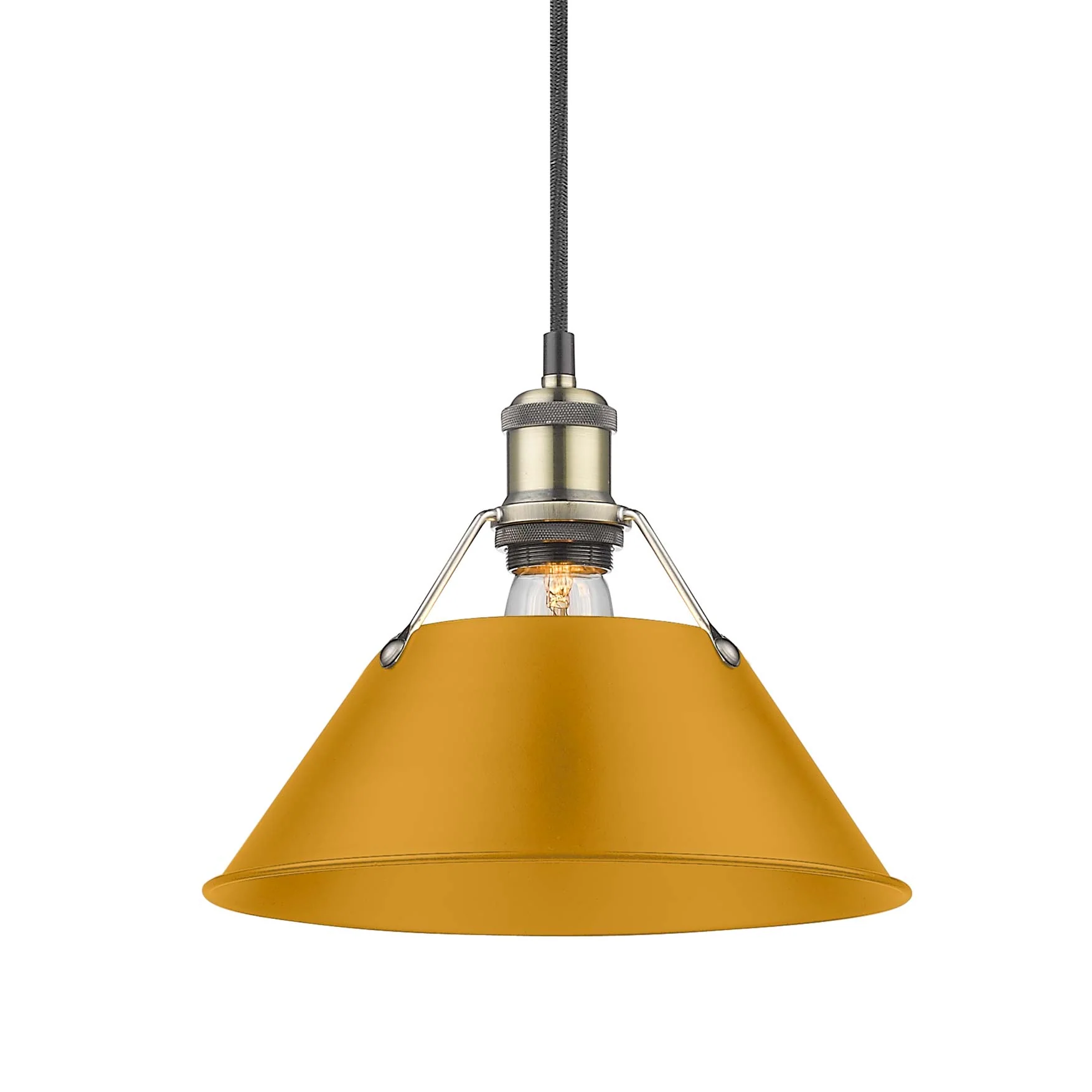 Orwell 1-light 10in Pendant in Aged Brass and Auric Yellow shade