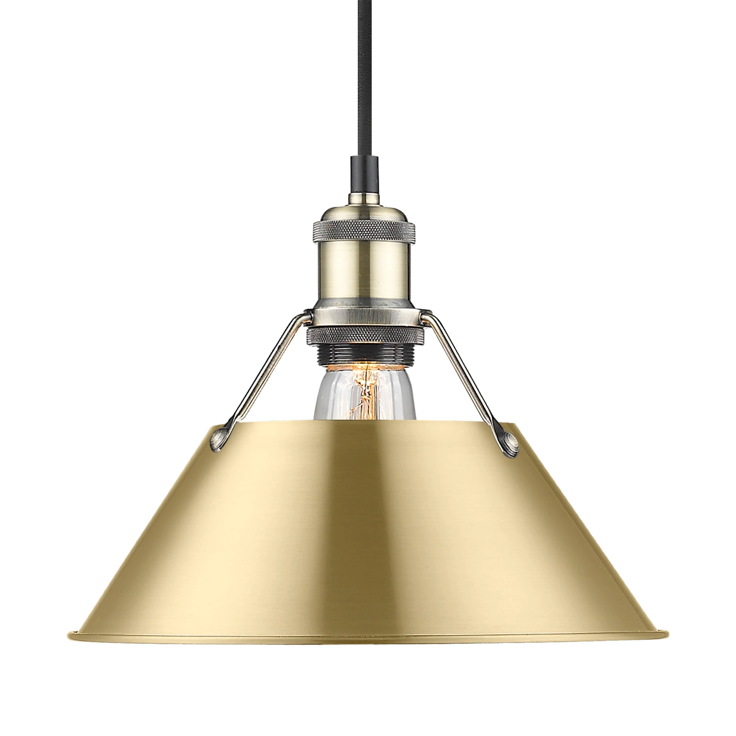 Orwell 1-light 10in Pendant in Aged Brass and Brushed Champagne Brass shade