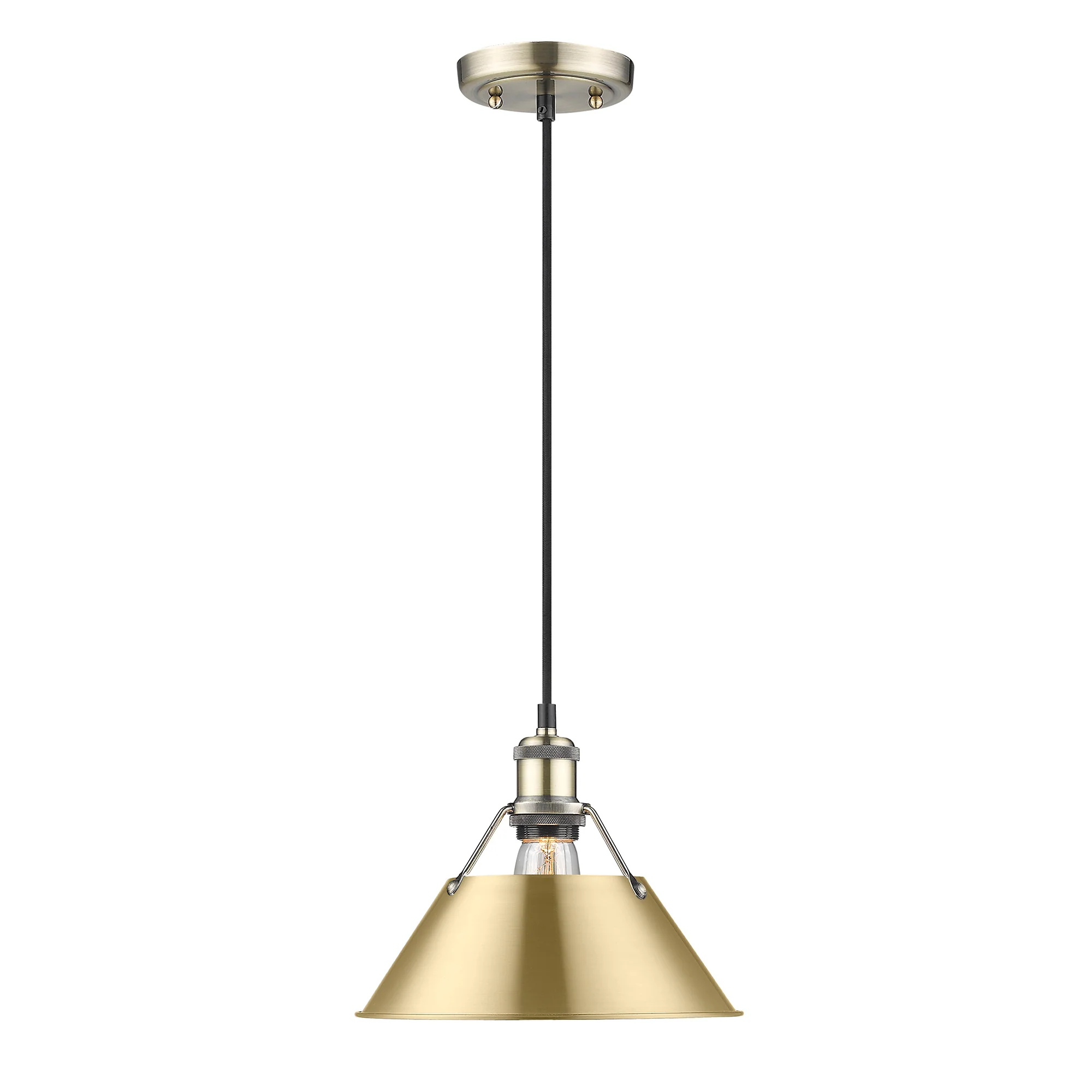 Orwell 1-light 10in Pendant in Aged Brass and Brushed Champagne Brass shade - Image 2