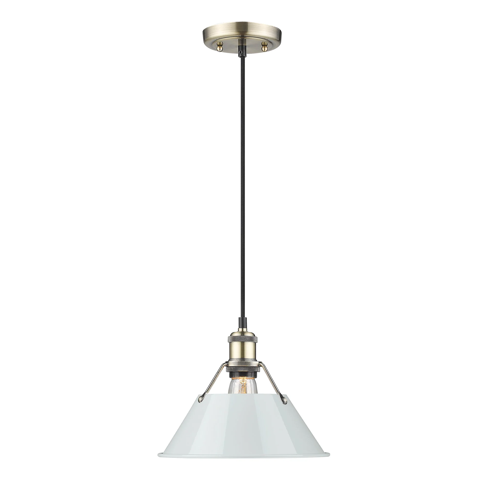 Orwell 1-light 10in Pendant in Aged Brass and Dusky Blue shade - Image 2