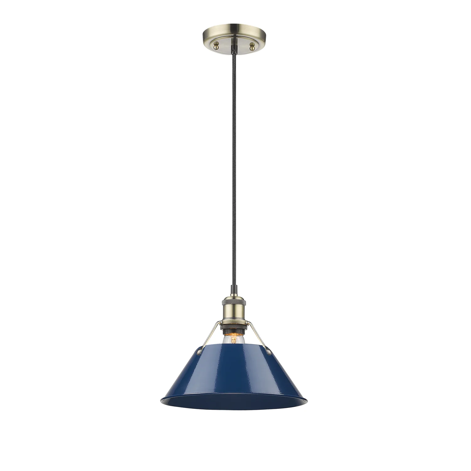 Orwell 1-light 10in Pendant in Aged Brass and Navy Blue shade - Image 2