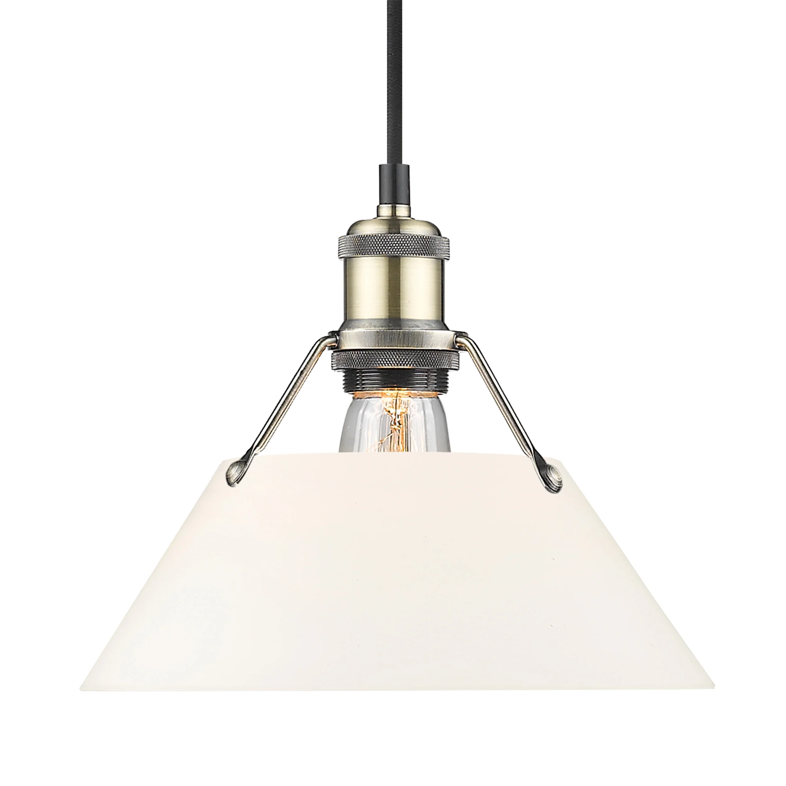 Orwell 1-light 10in Pendant in Aged Brass and Opal Glass