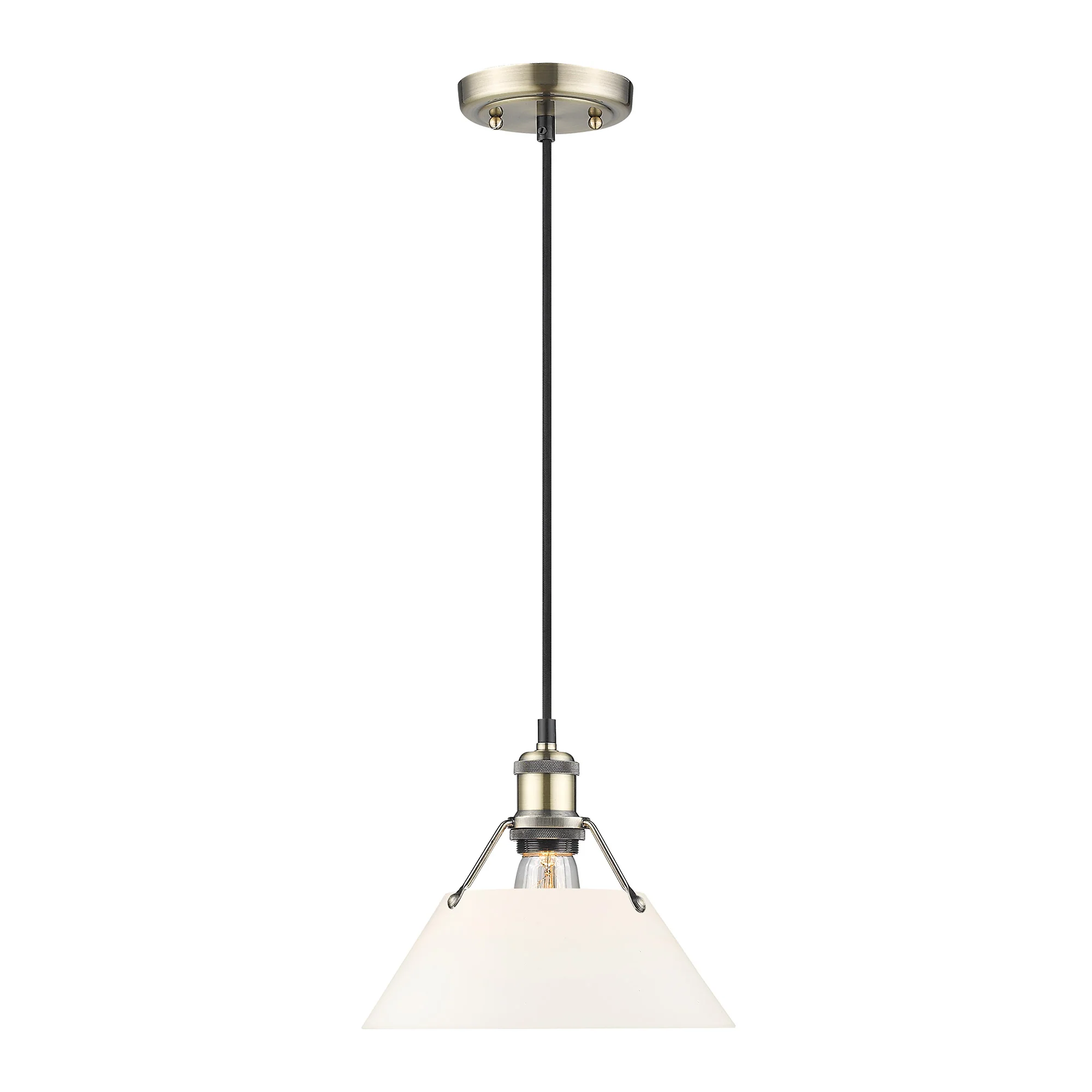 Orwell 1-light 10in Pendant in Aged Brass and Opal Glass - Image 2