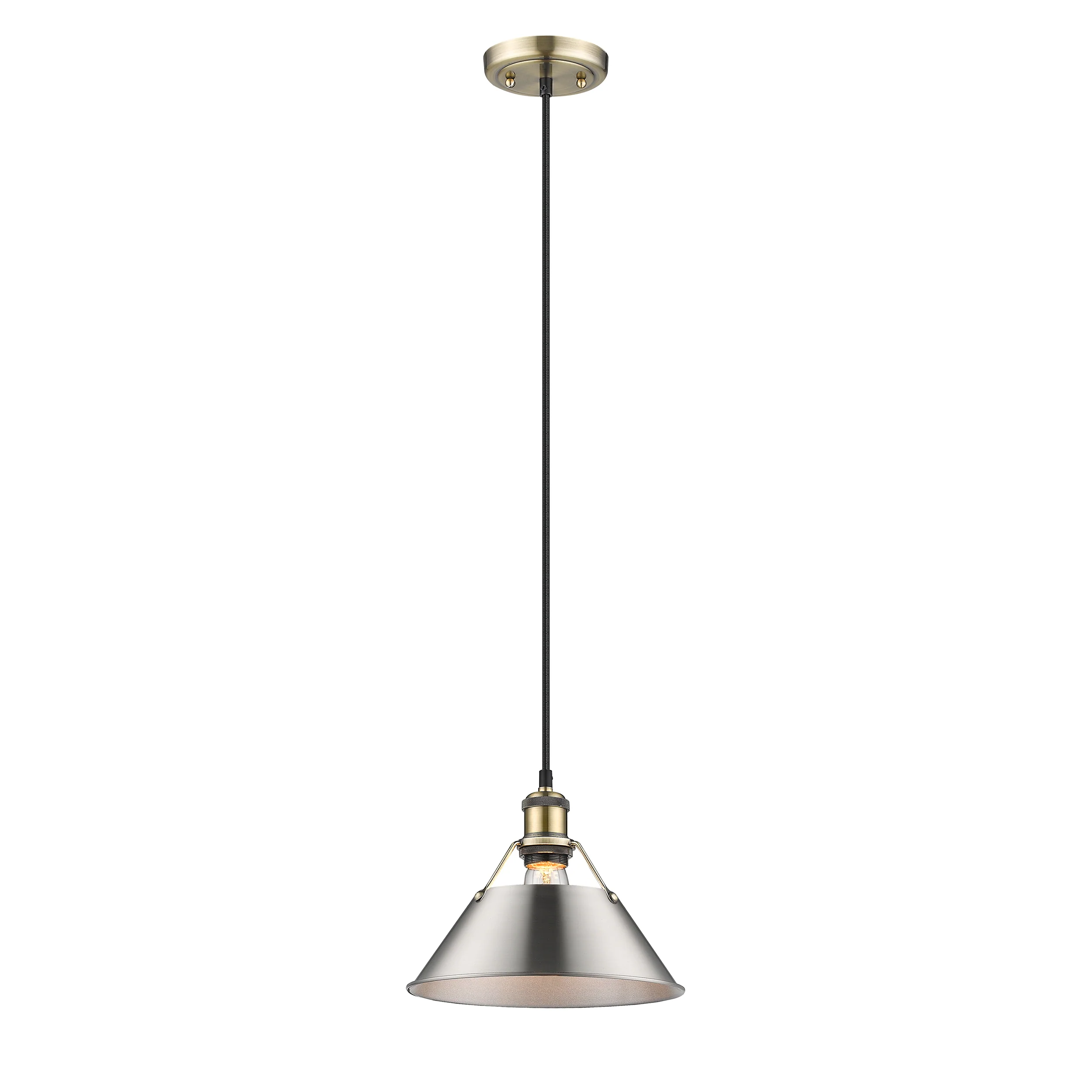Orwell 1-light 10in Pendant in Aged Brass and Pewter shade - Image 2