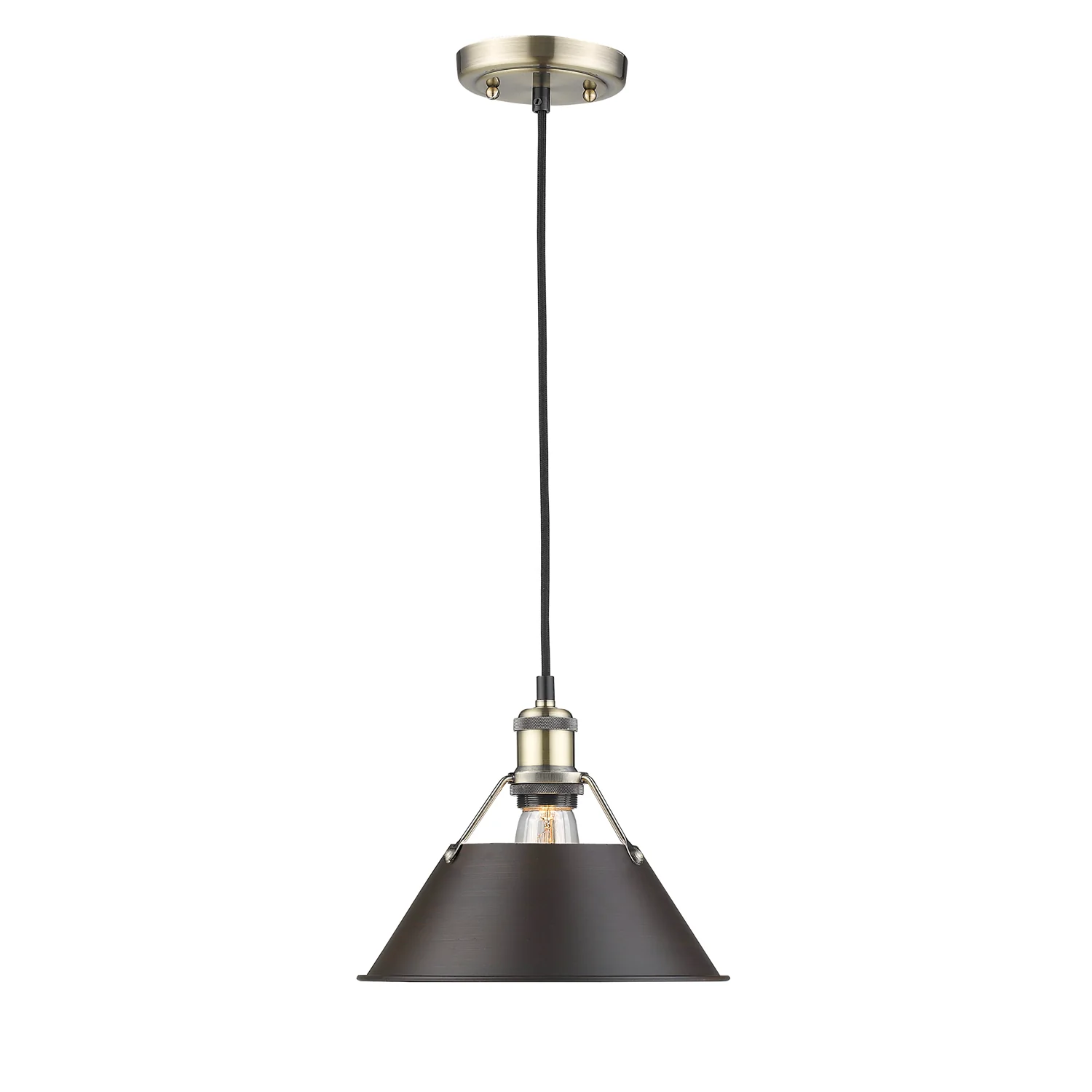 Orwell 1-light 10in Pendant in Aged Brass and Rubbed Bronze shade - Image 2