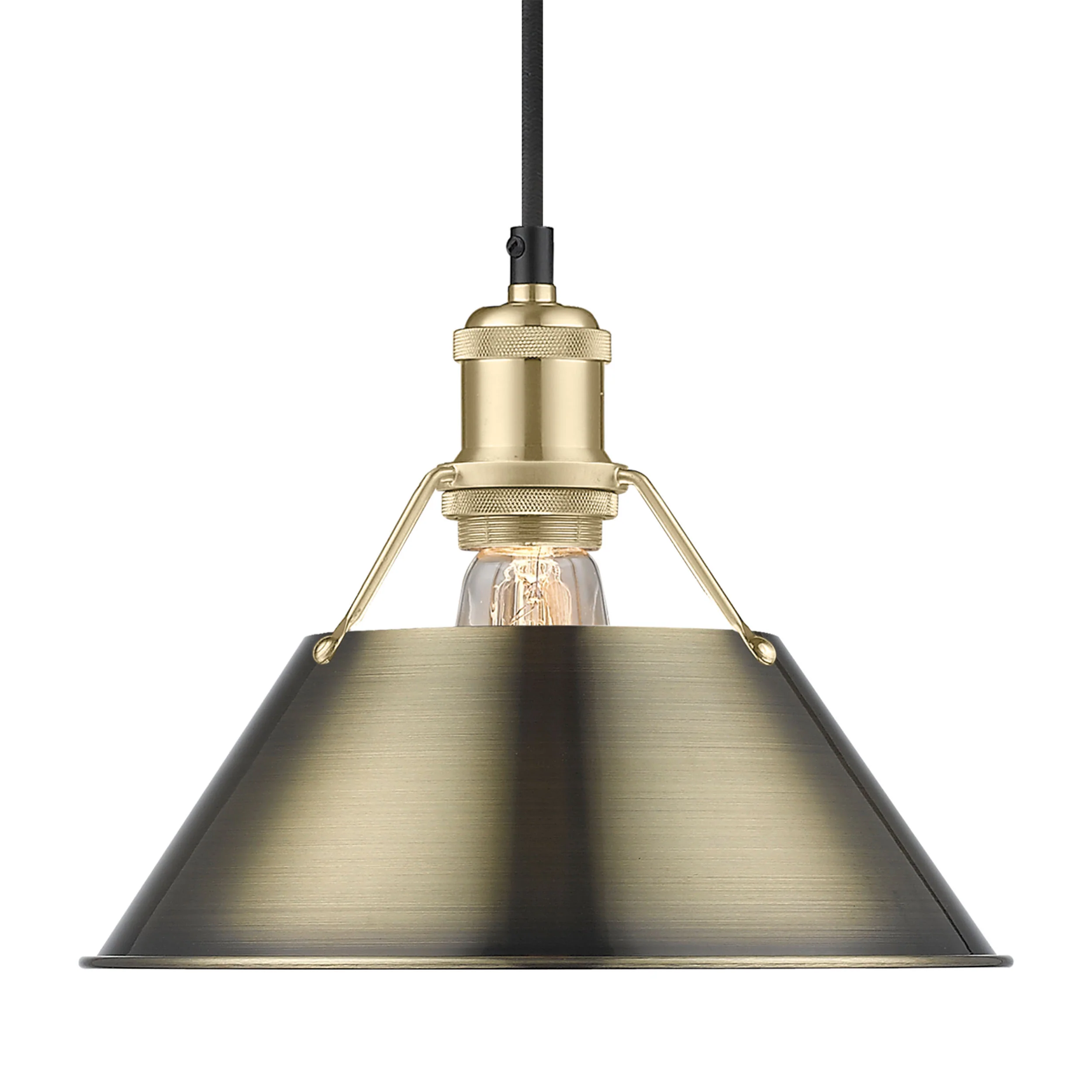 Orwell 1-light 10in Pendant in Brushed Champagne Brass and Aged Brass shade