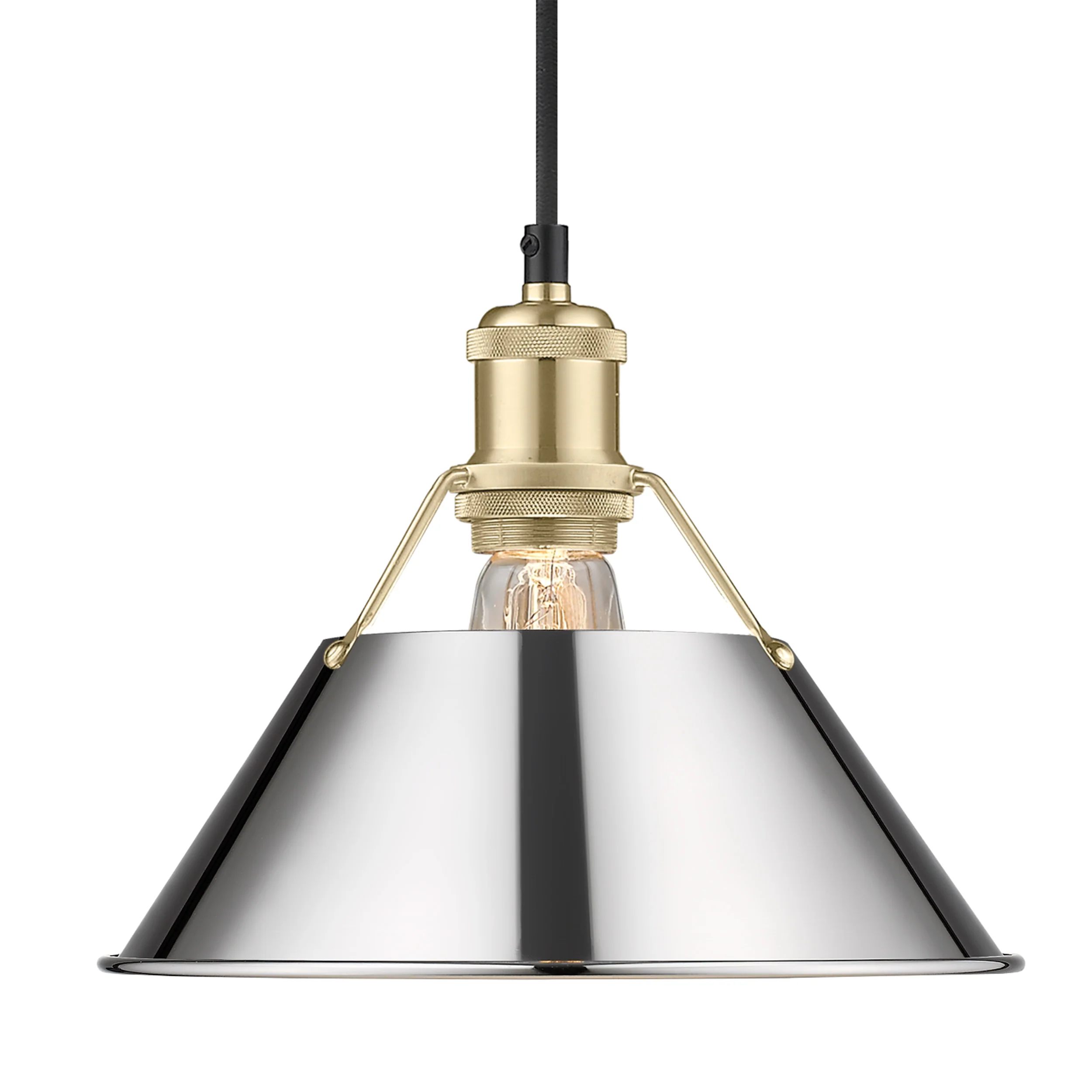 Orwell 1-light 10in Pendant in Brushed Champagne Brass and Chrome shade