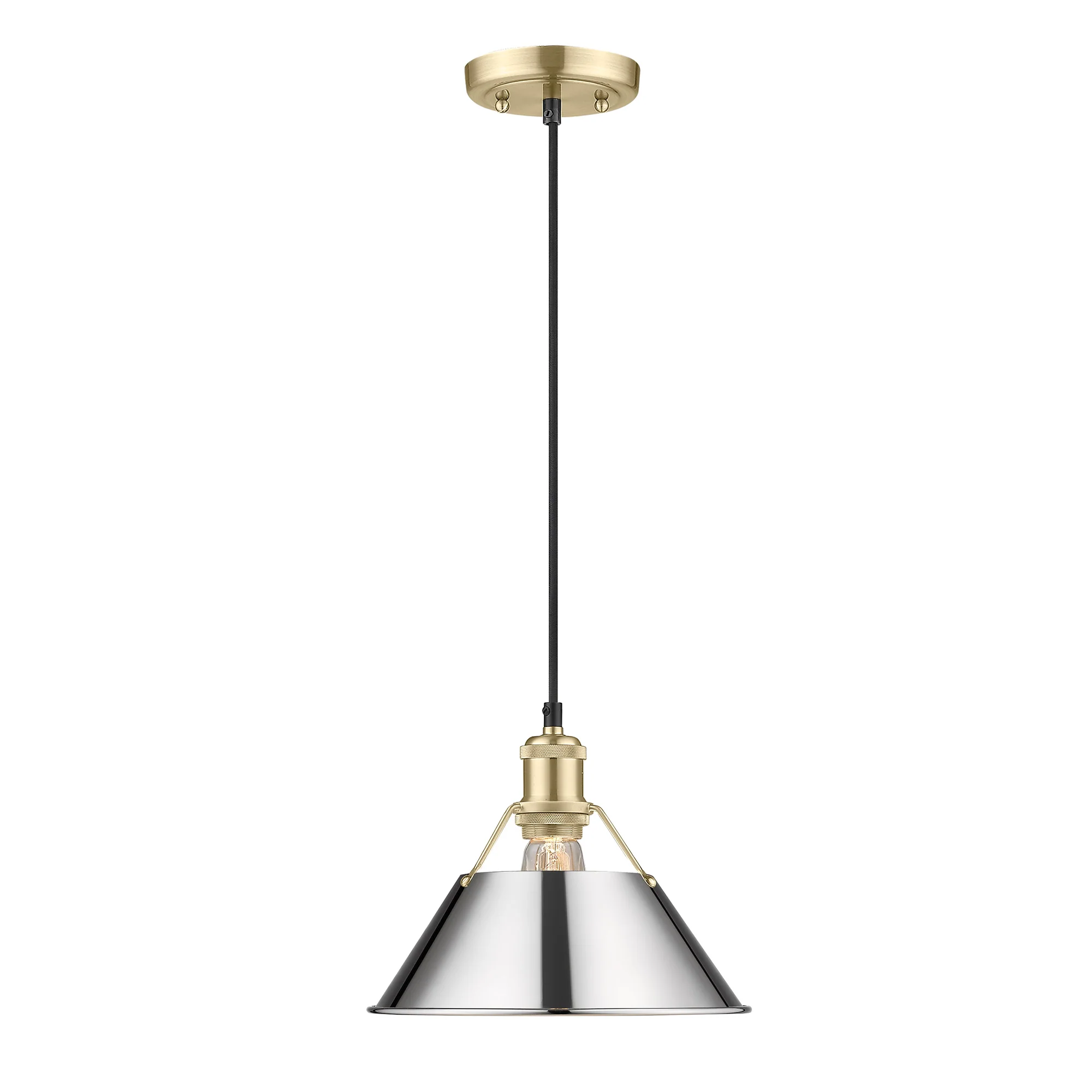 Orwell 1-light 10in Pendant in Brushed Champagne Brass and Chrome shade - Image 2