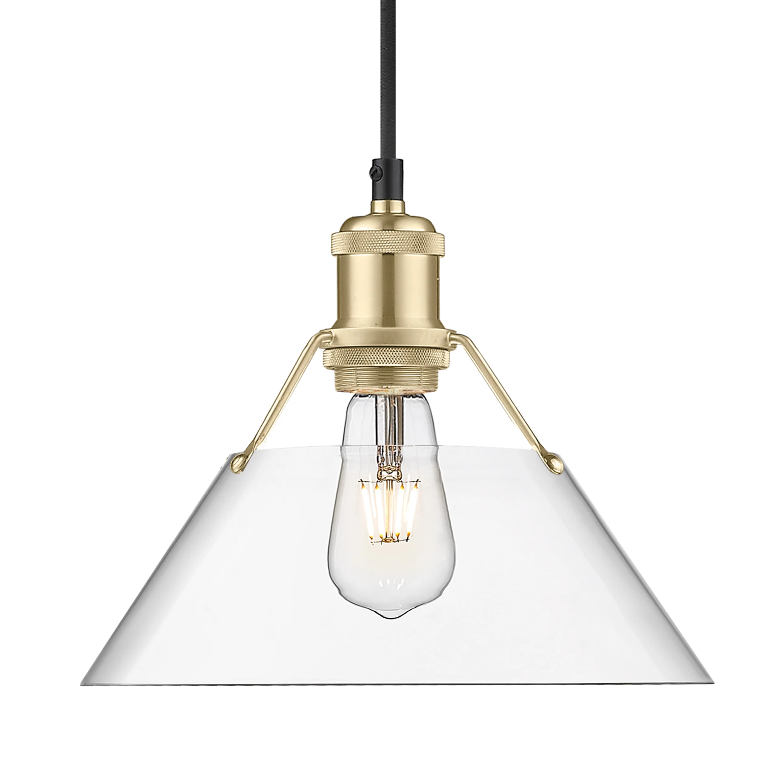 Orwell 1-light 10in Pendant in Brushed Champagne Brass and Clear Glass