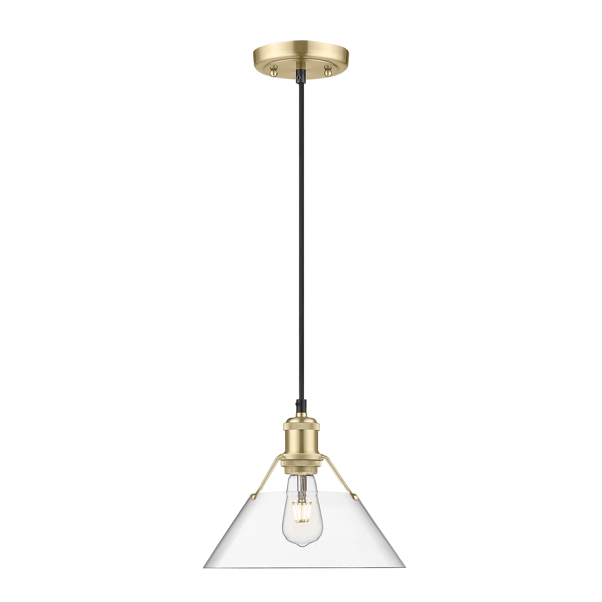Orwell 1-light 10in Pendant in Brushed Champagne Brass and Clear Glass - Image 2
