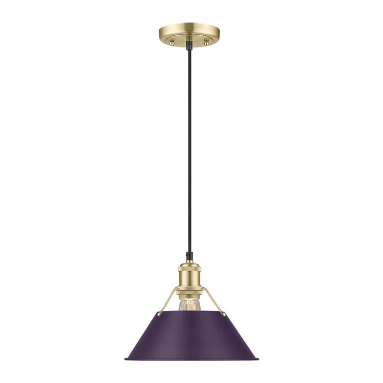 Orwell 1-light 10in Pendant in Brushed Champagne Brass and Exotic Purple shade - Image 2
