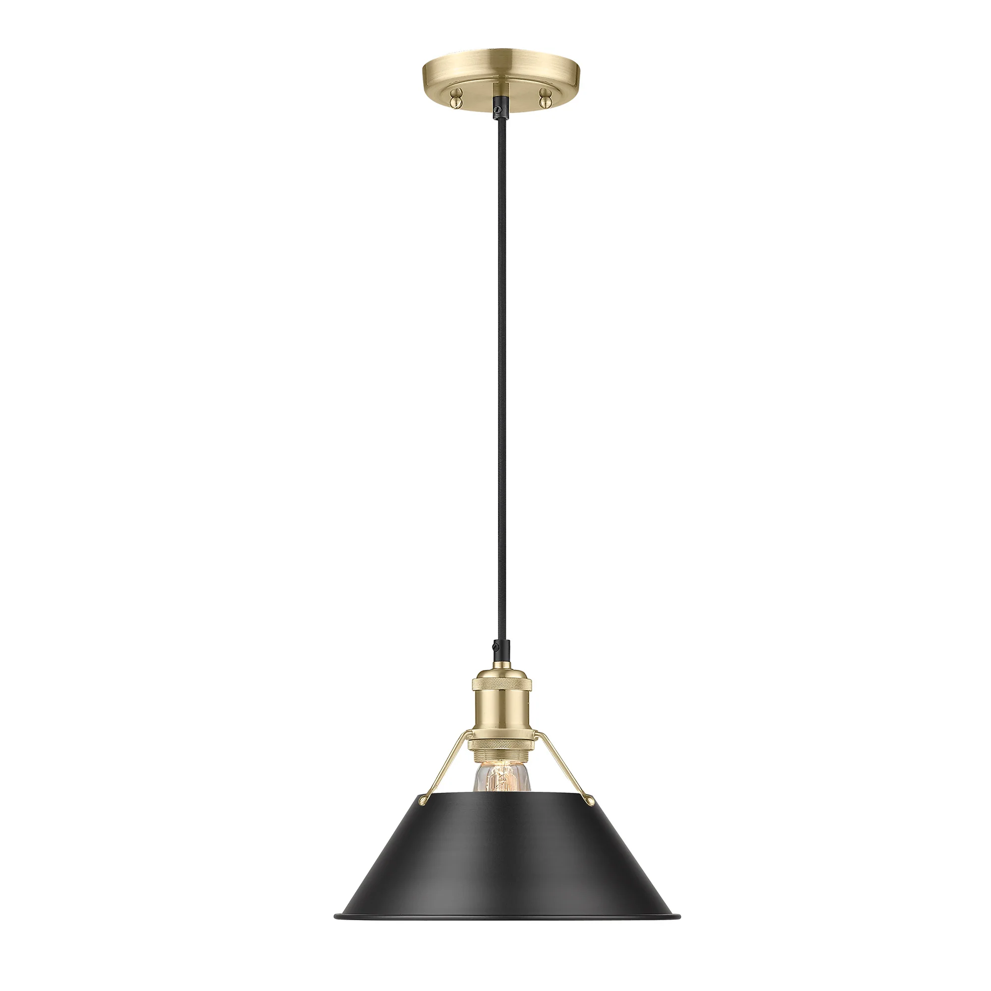 Orwell 1-light 10in Pendant in Brushed Champagne Brass and Matte Black shade - Image 2