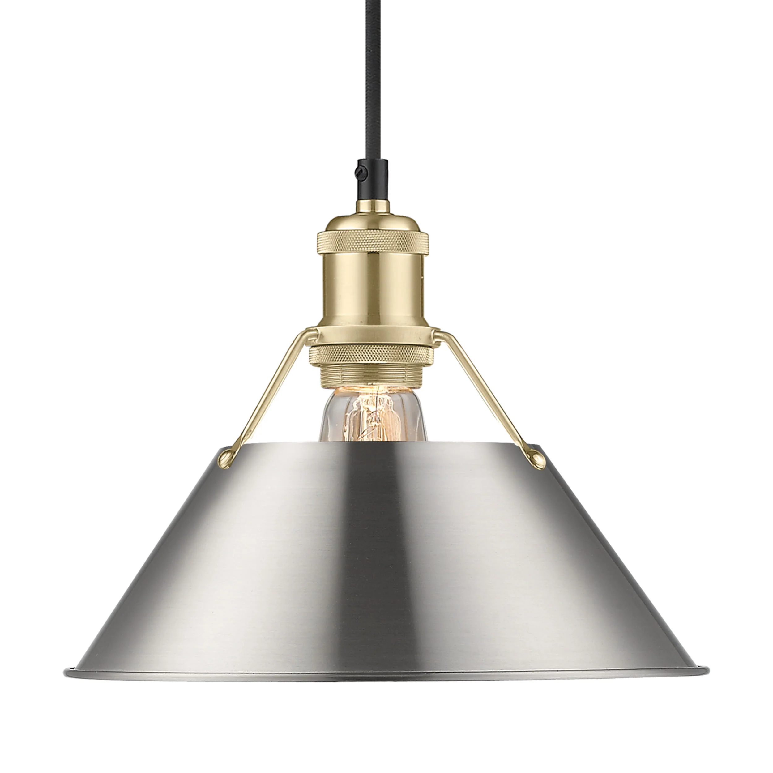 Orwell 1-light 10in Pendant in Brushed Champagne Brass and Pewter shade