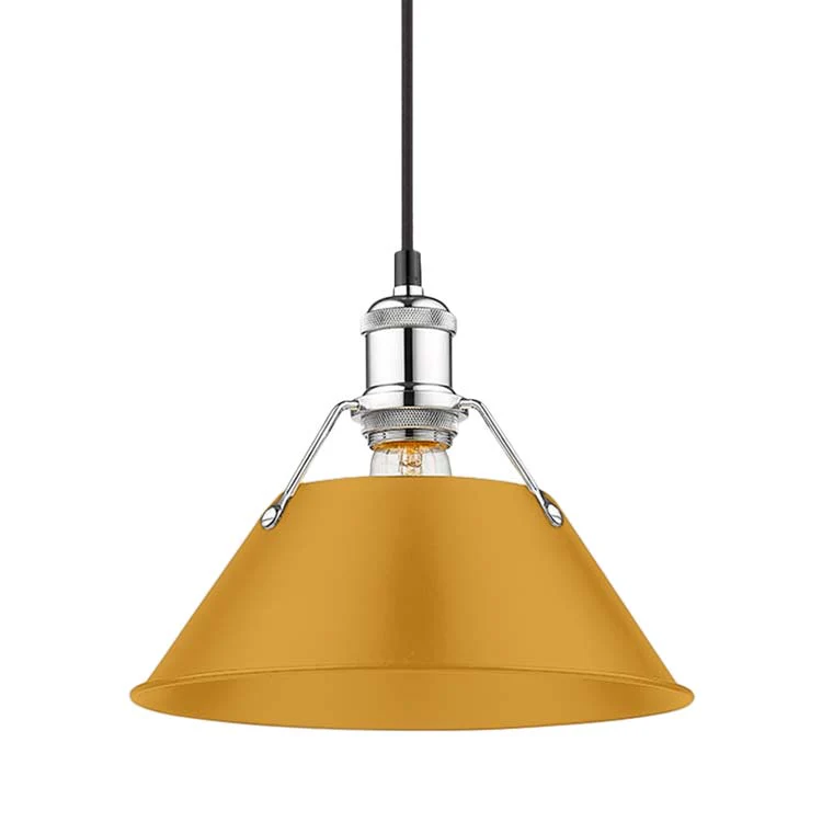 Orwell 1-light 10in Pendant in Chrome and Auric Yellow shade