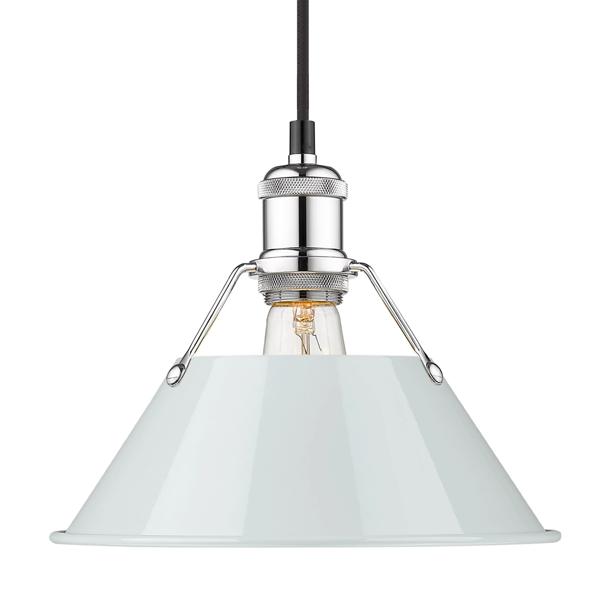 Orwell 1-light 10in Pendant in Chrome and Dusky Blue shade