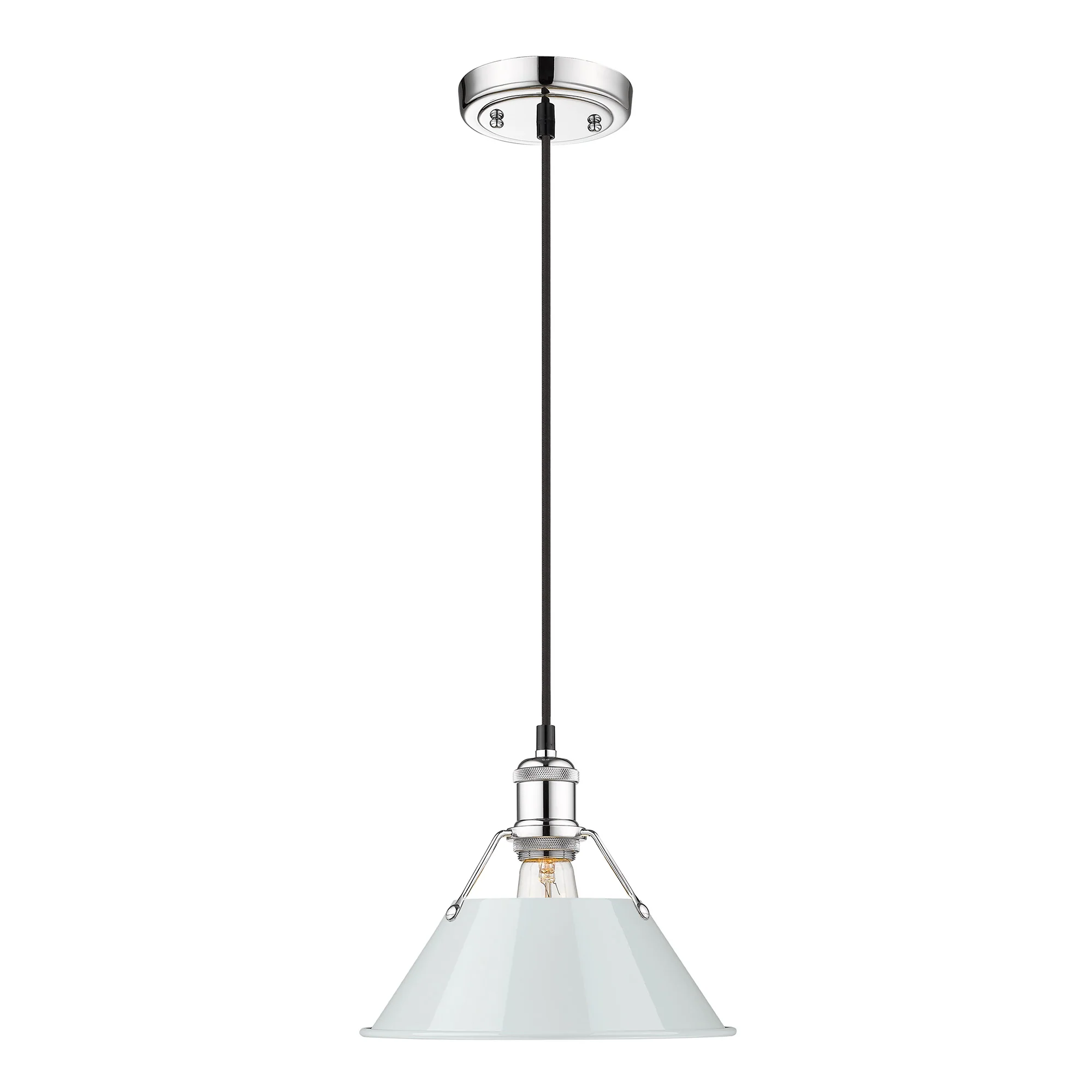 Orwell 1-light 10in Pendant in Chrome and Dusky Blue shade - Image 2