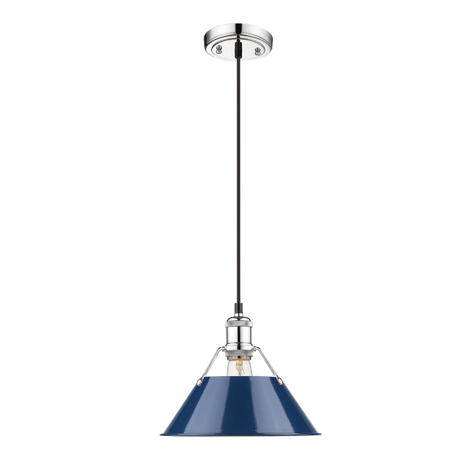 Orwell 1-light 10in Pendant in Chrome and Navy Blue shade - Image 2