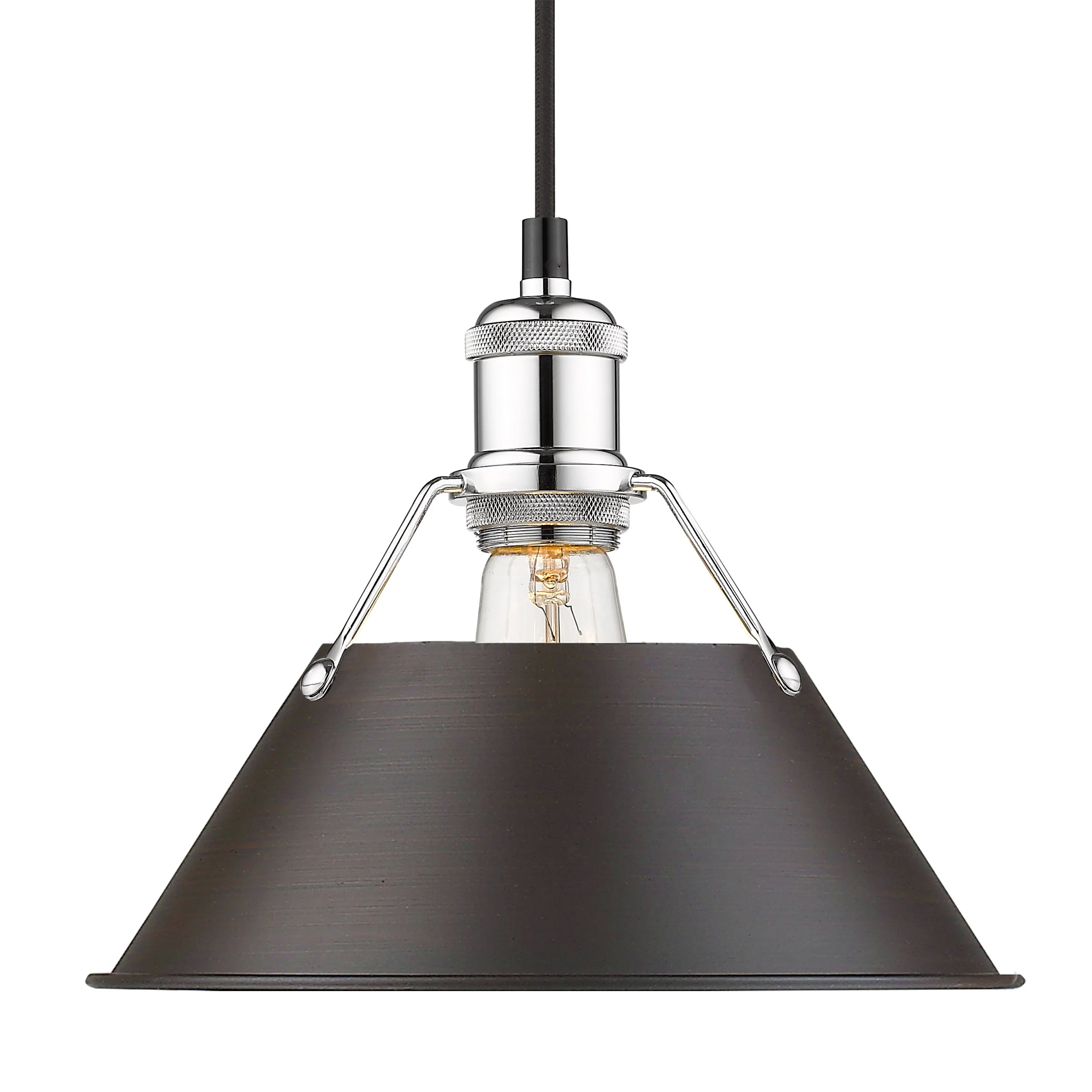 Orwell 1-light 10in Pendant in Chrome and Rubbed Bronze shade