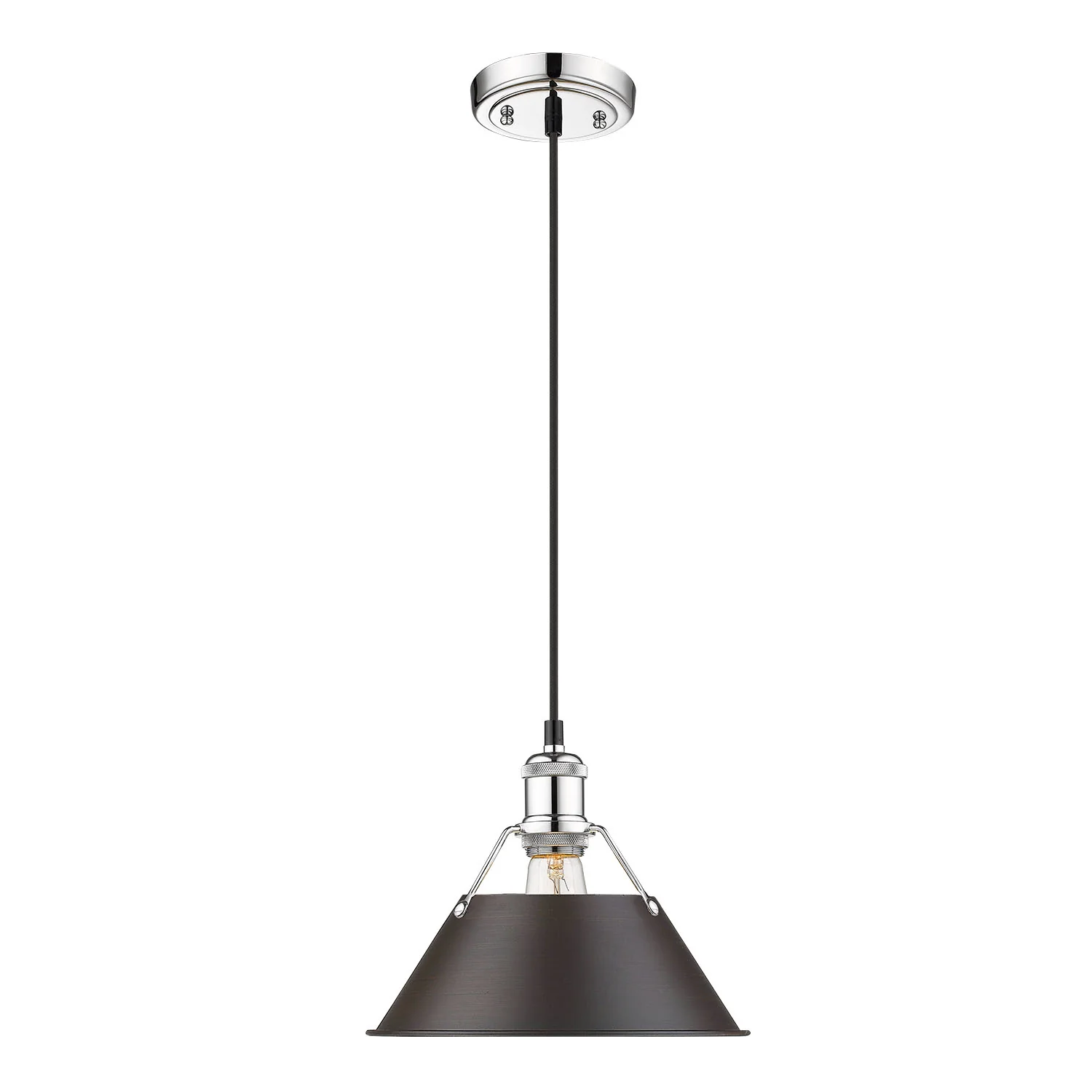 Orwell 1-light 10in Pendant in Chrome and Rubbed Bronze shade - Image 2