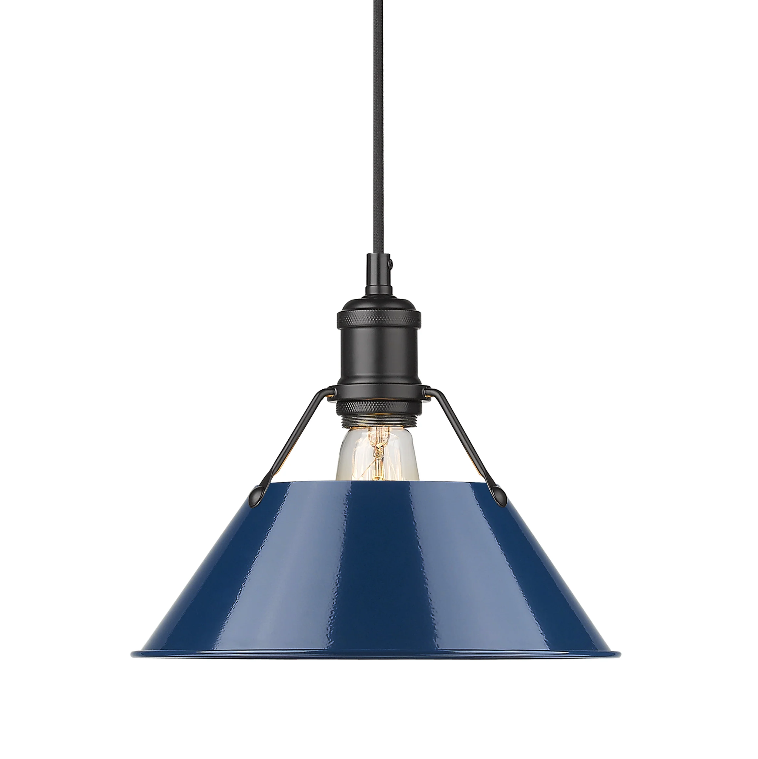 Orwell 1-light 10in Pendant in Matte Black and Navy Blue shade